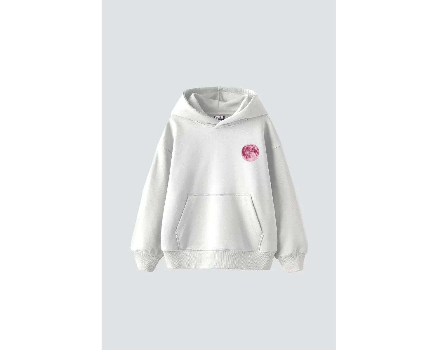 Pink Moon Baskılı Oversize Unisex Beyaz