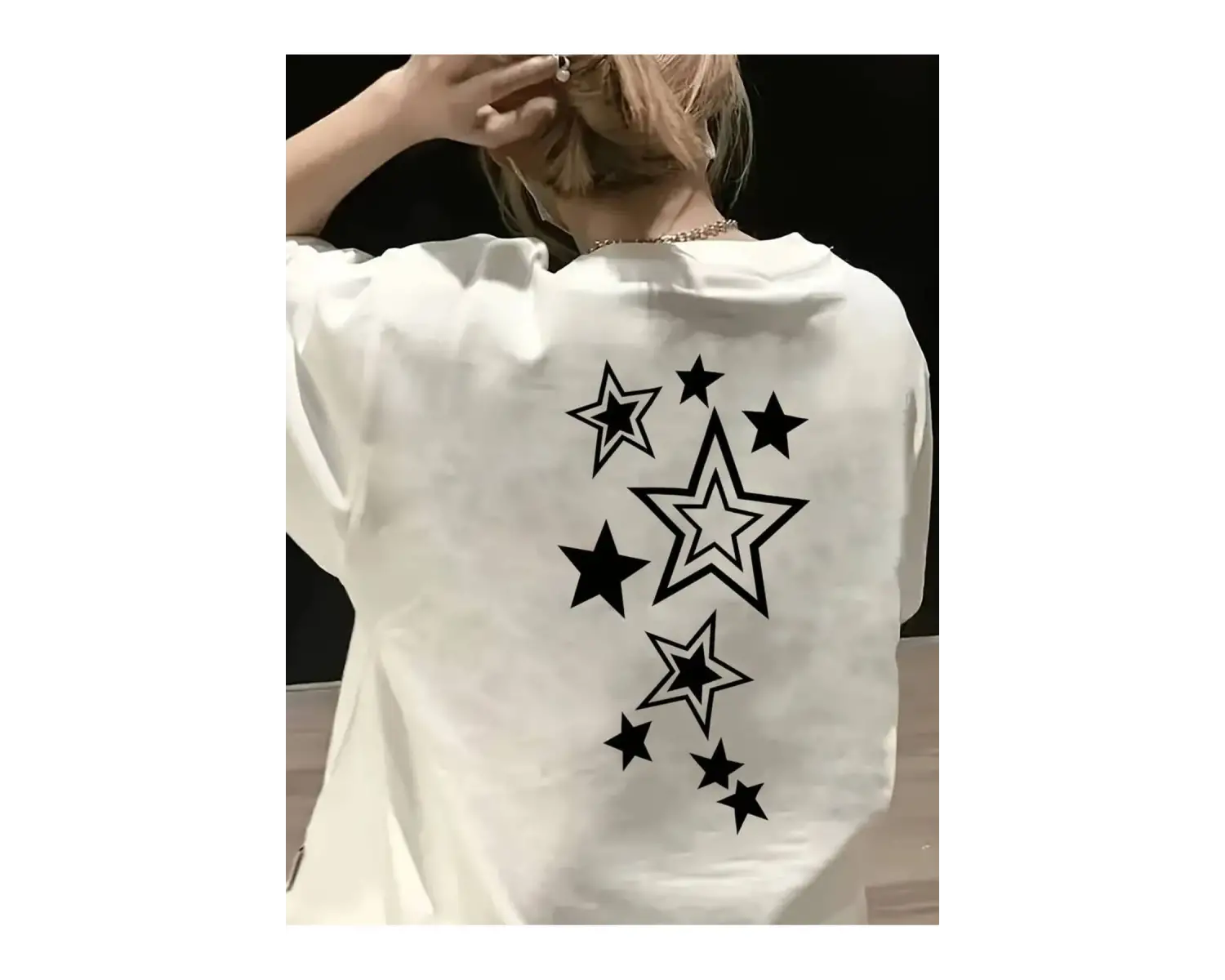 Pinterest Yıldız (Star) Baskılı Oversize Unisex Kısa Kollu