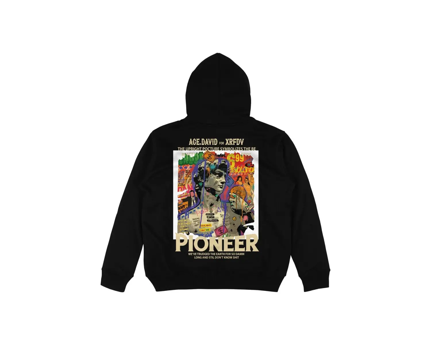 Pioneer Siyah Oversize Unisex Kapüşonlu Sweatshirt Hoodie