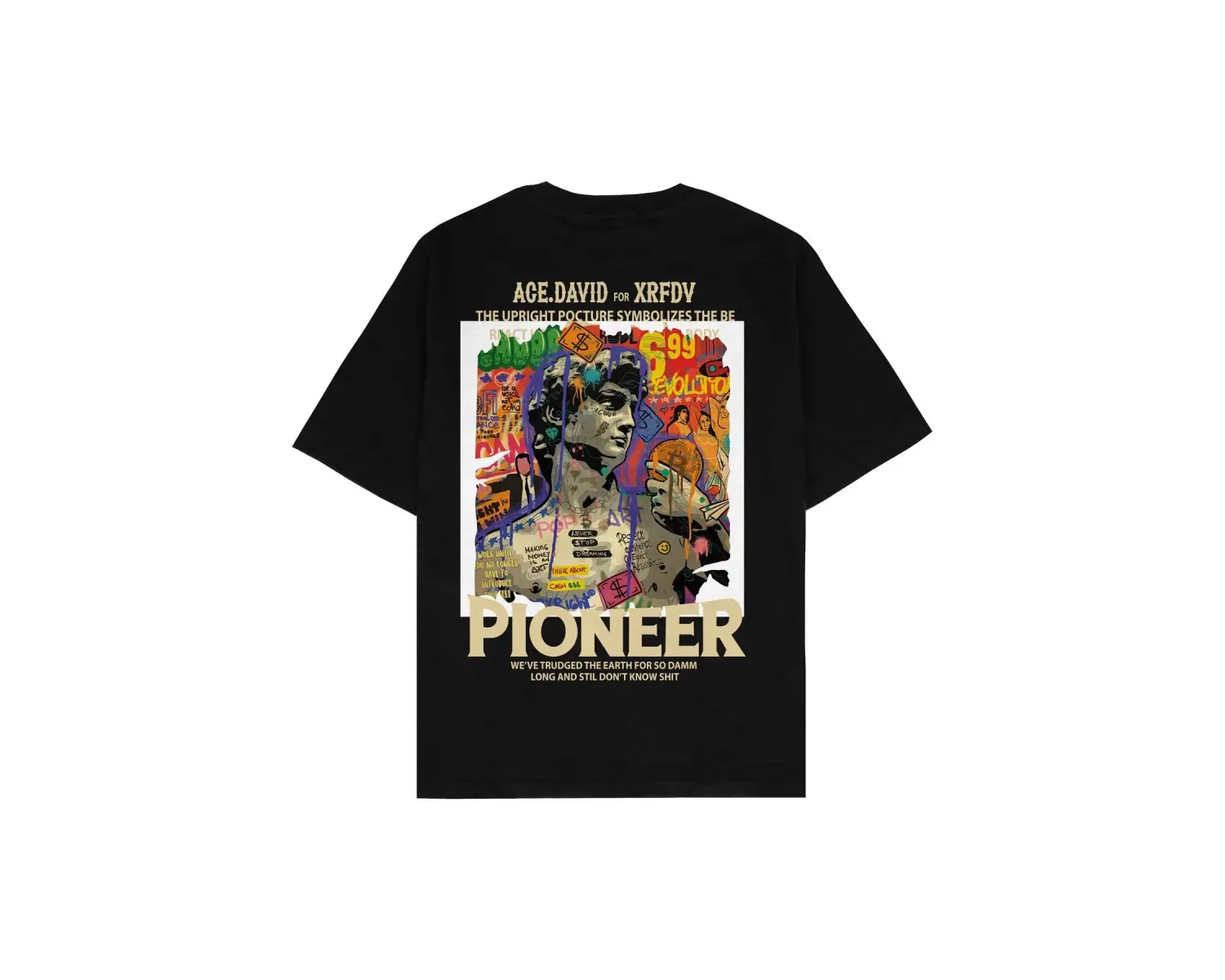 Pioneer Siyah Oversize Unisex T-shirt