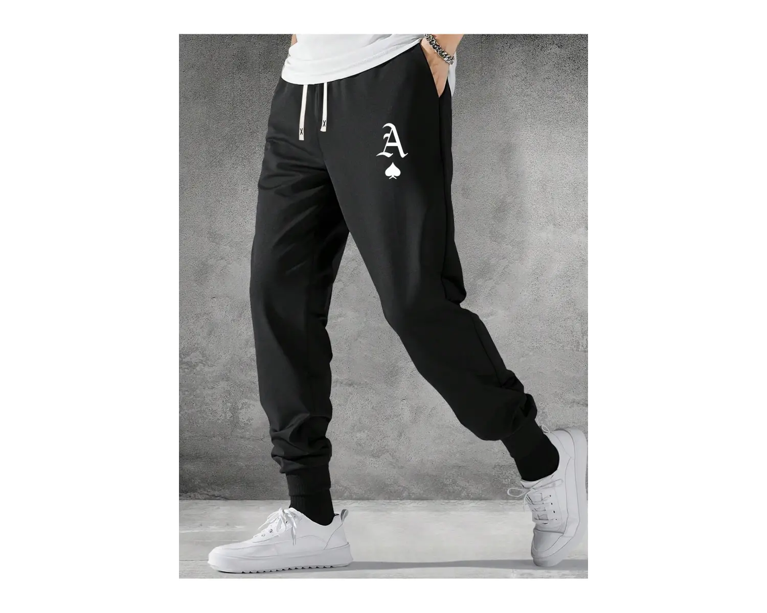 Playing Card Print Drawstring Waist Eşofman Altı