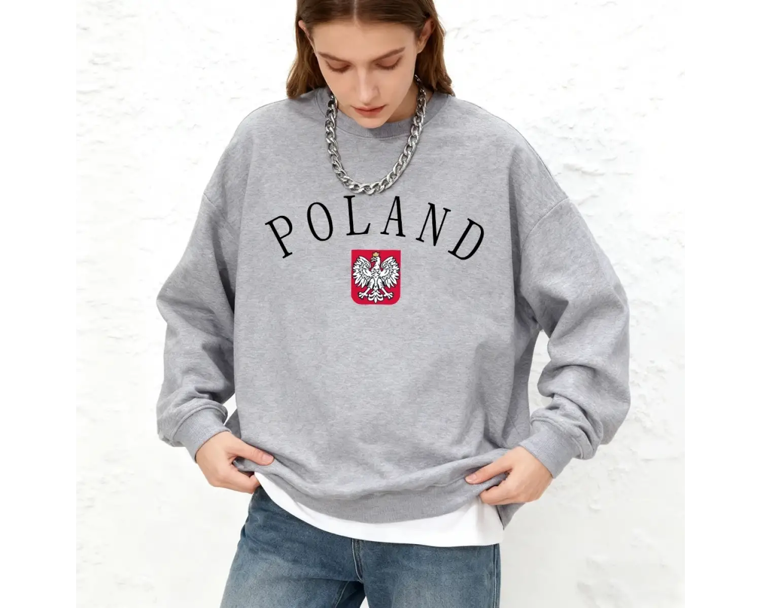 Polonya Mektup Baskılı Kadın Sweatshirtleri Kışlık Koşu Kapüşonlu Üstleri Günlük Bol Kesim Yu