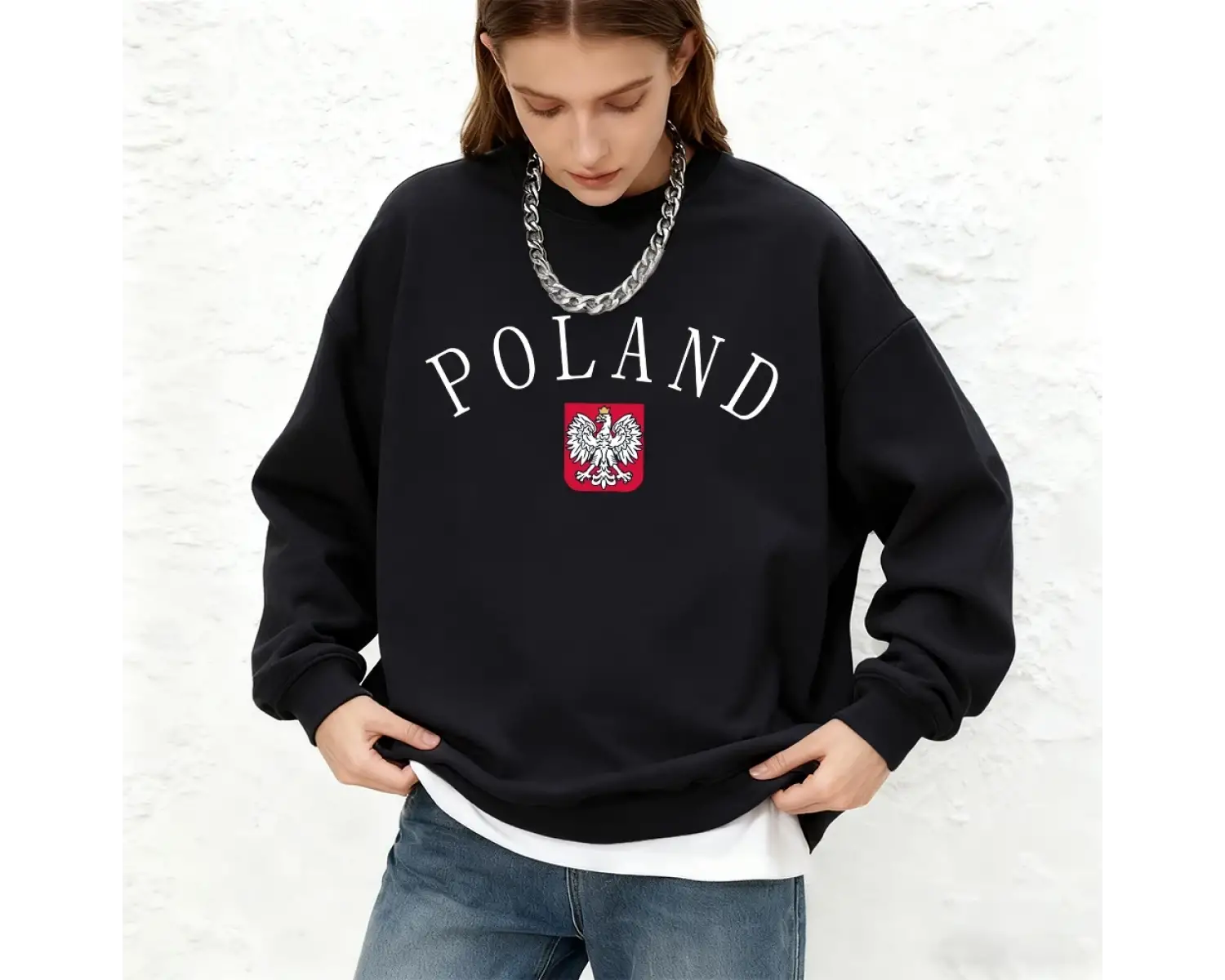 Polonya Mektup Baskılı Kadın Sweatshirtleri Kışlık Koşu Kapüşonlu Üstleri Günlük Bol Kesim Yu