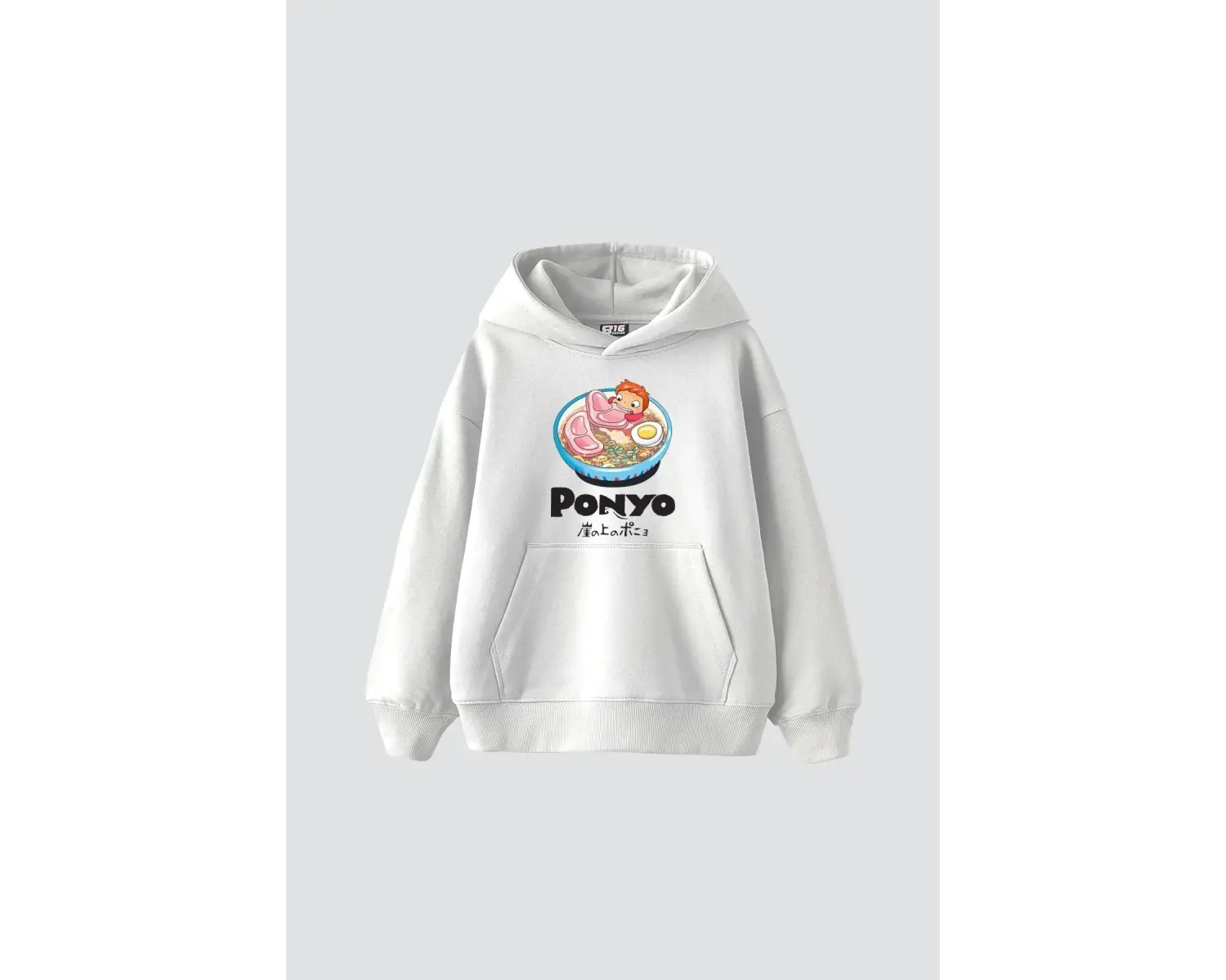 Ponyo Baskılı Oversize Unisex Beyaz