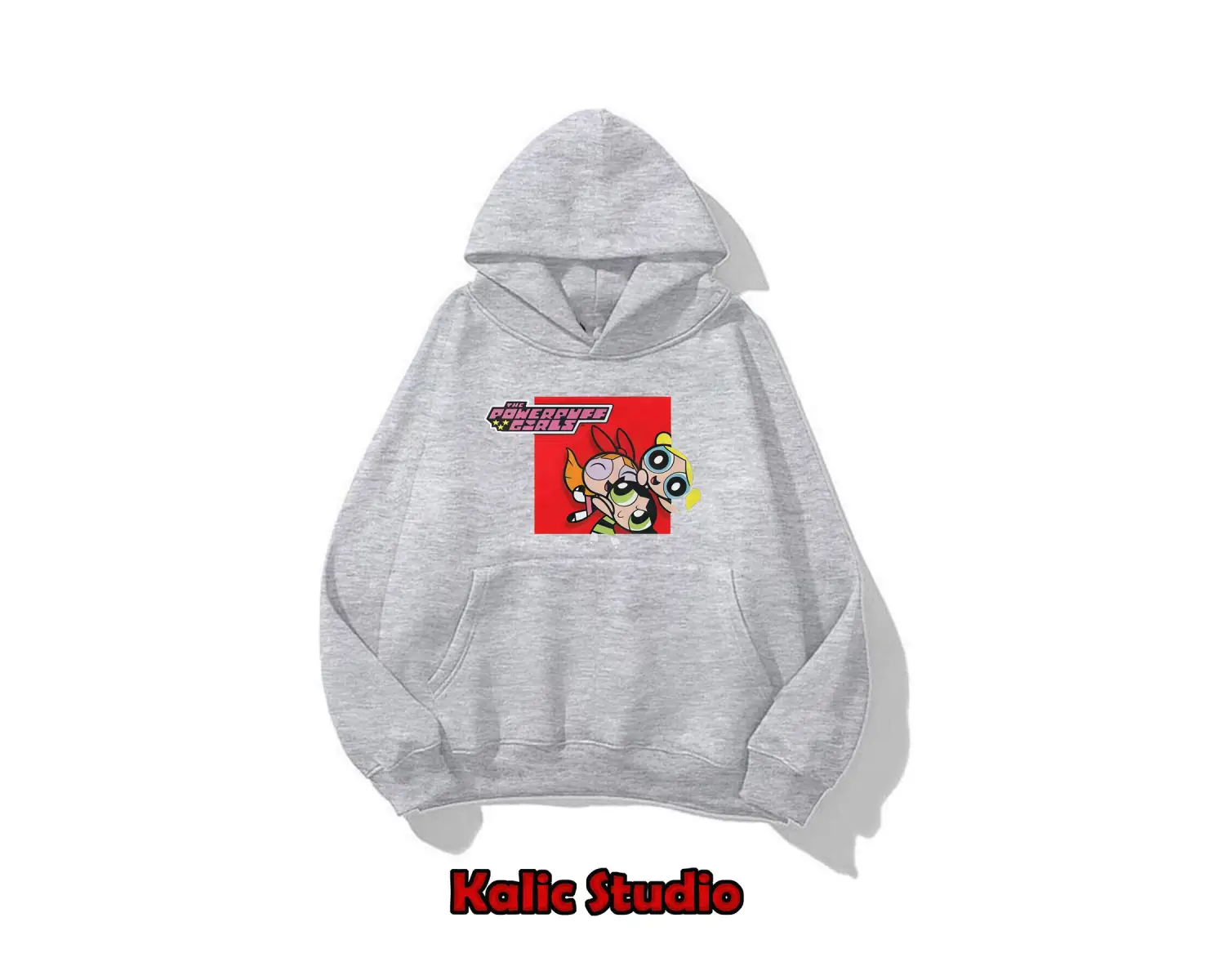 Powerpuff Girls baskılı oversize sweatshirt gri