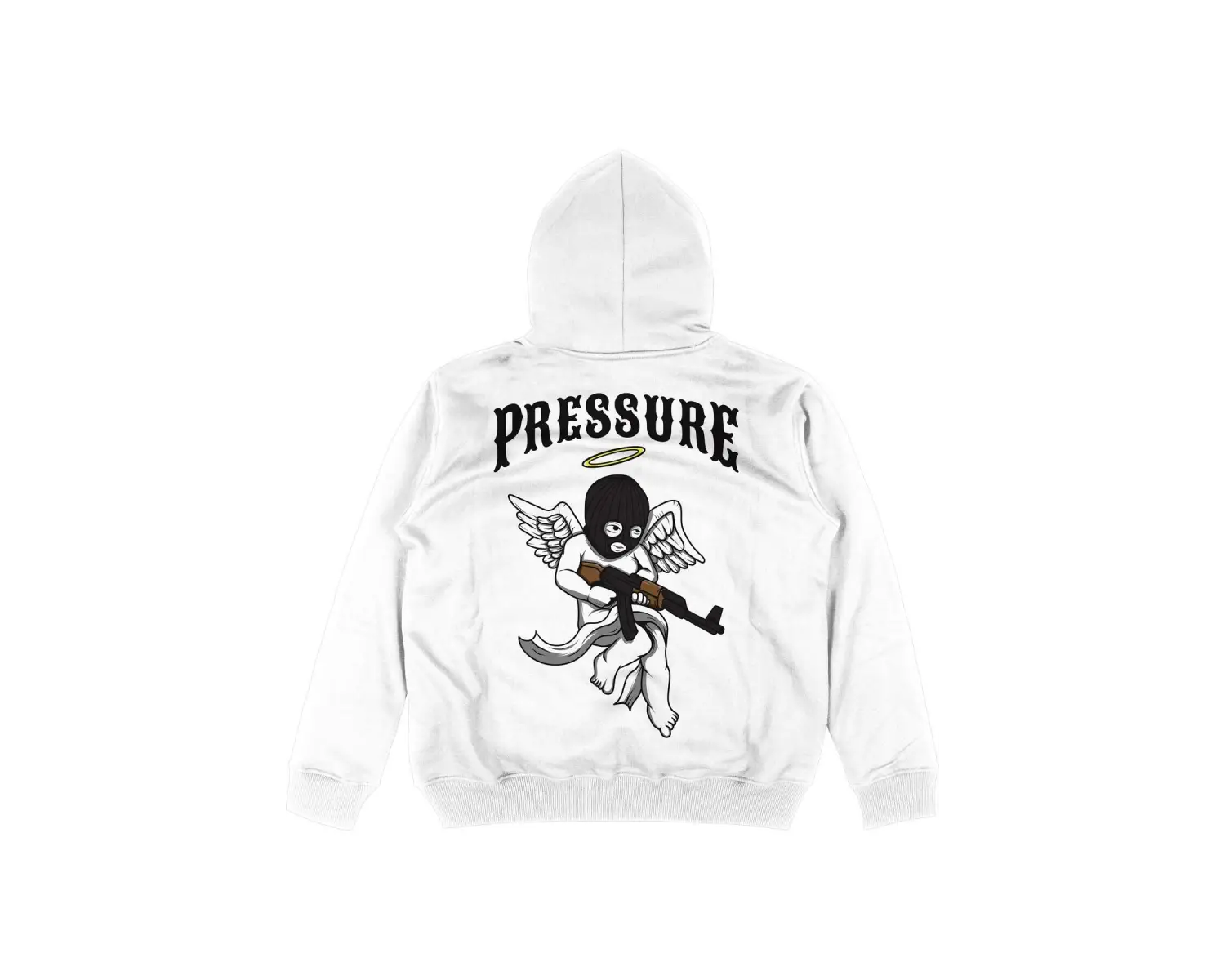 Pressure Beyaz Oversize Unisex Kapüşonlu Sweatshirt Hoodie