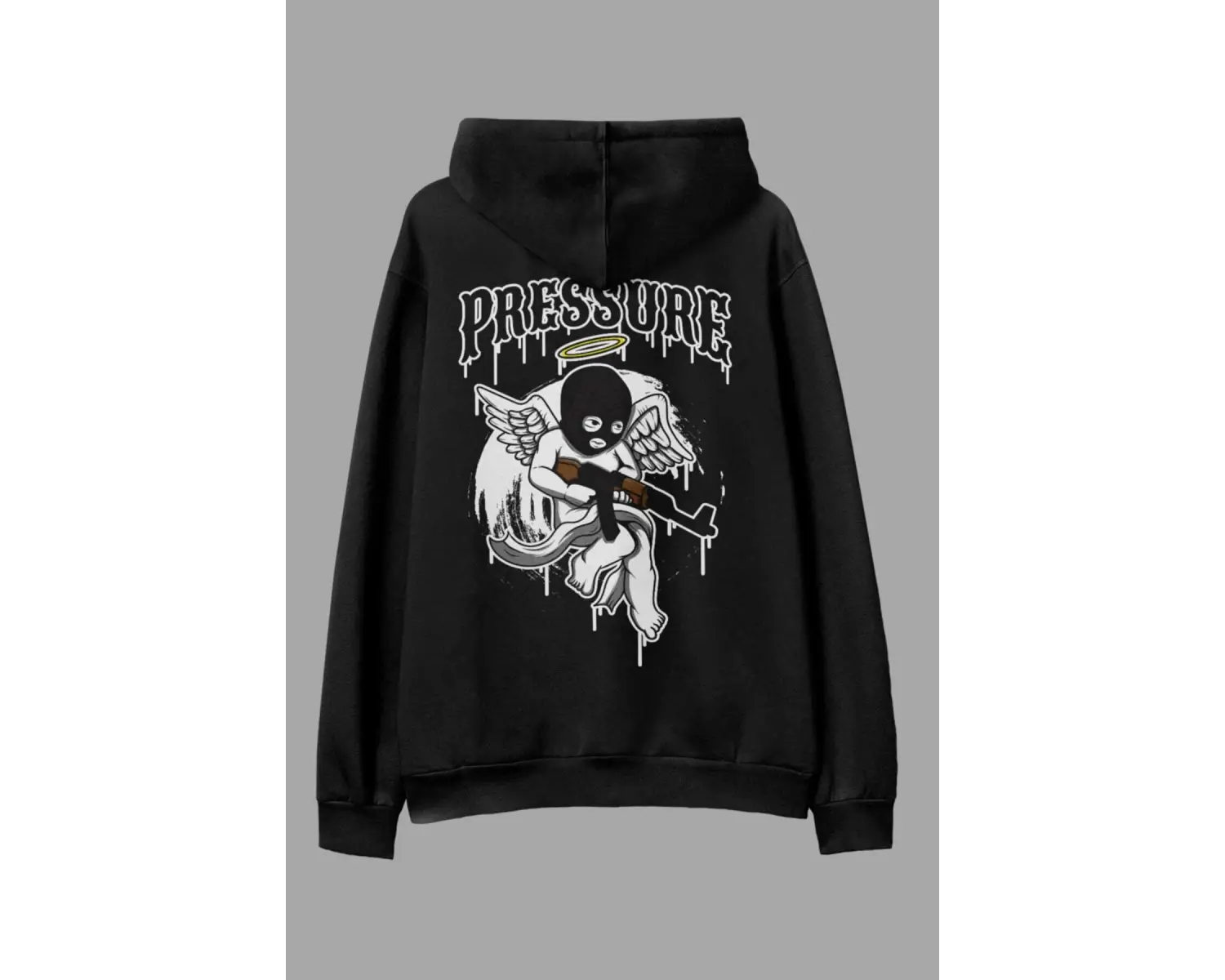 Pressure Beyaz Oversize Unisex Kapüşonlu Sweatshirt Hoodie