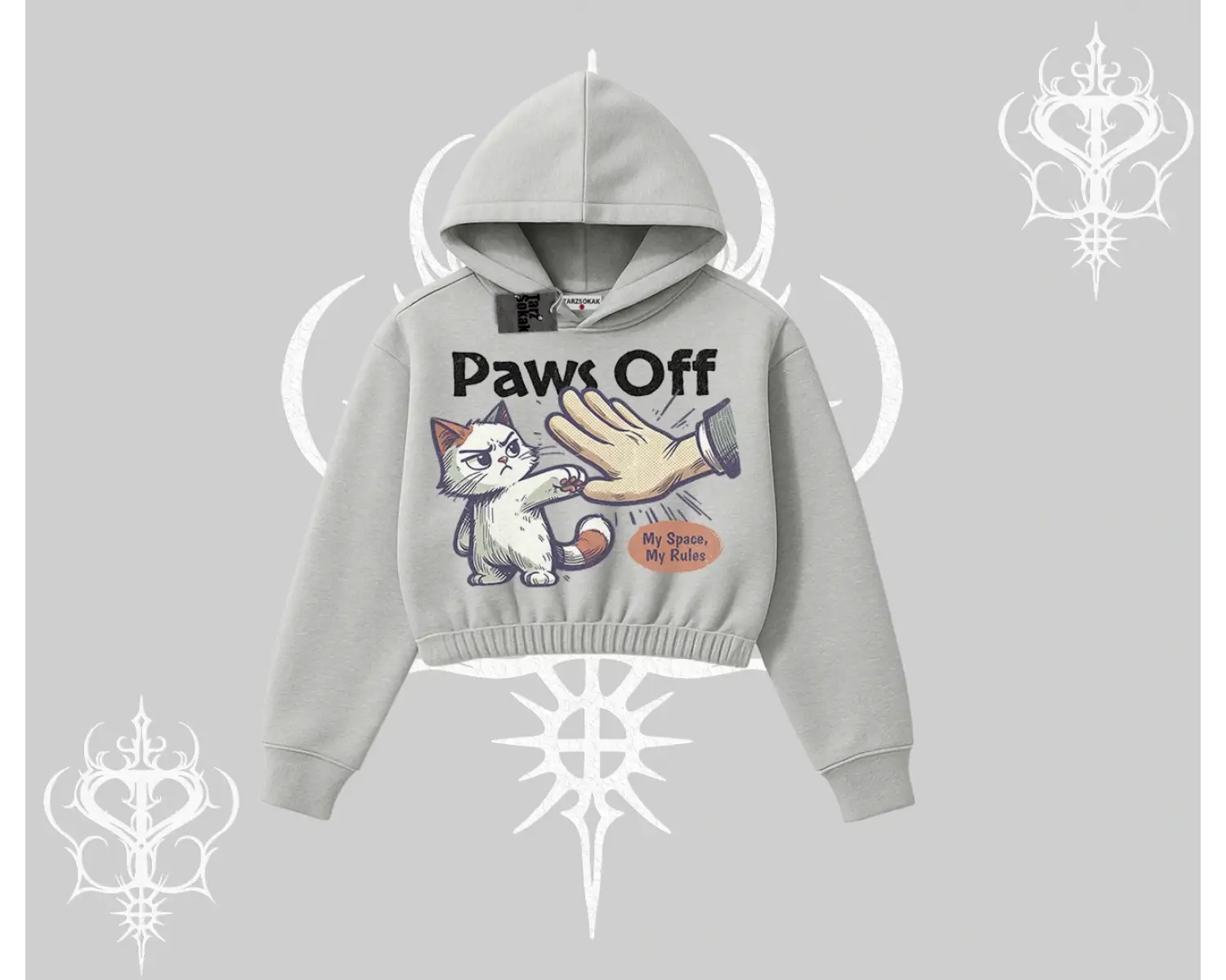 ProCATstinator Kedi Baskılı Kayık Yaka Sweatshirt