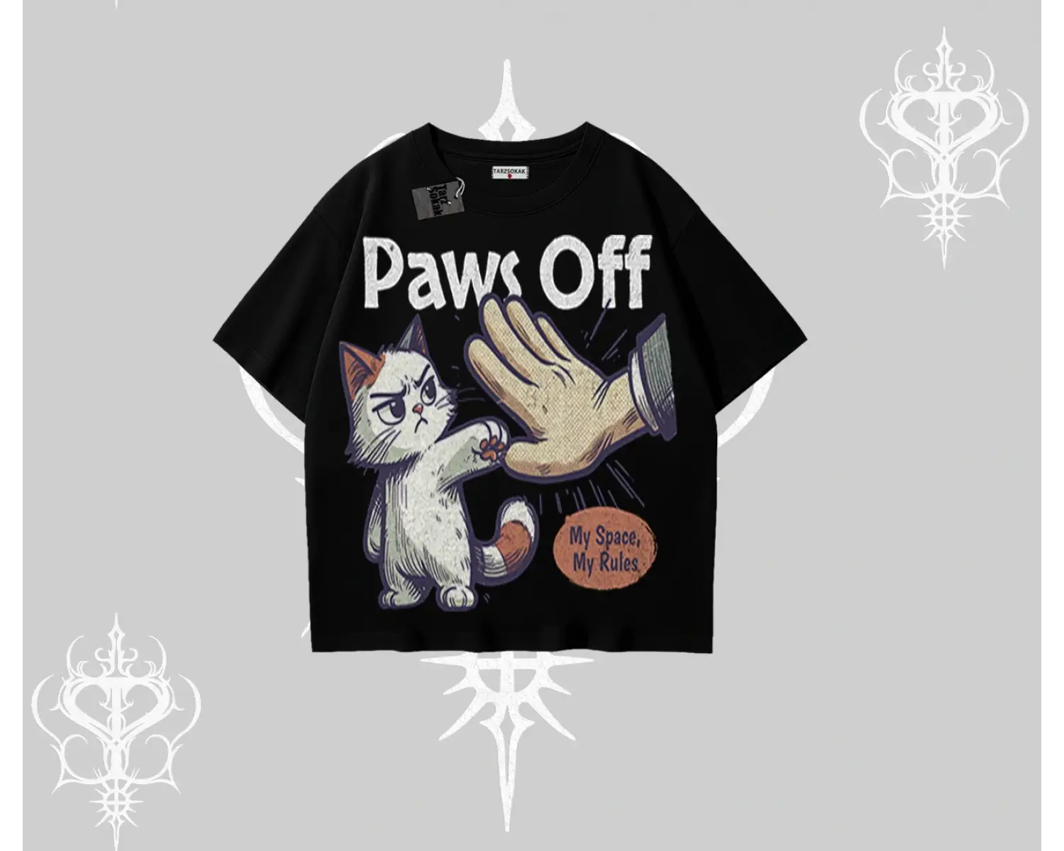 ProCATstinator Kedi Baskılı Kayık Yaka Tshirt