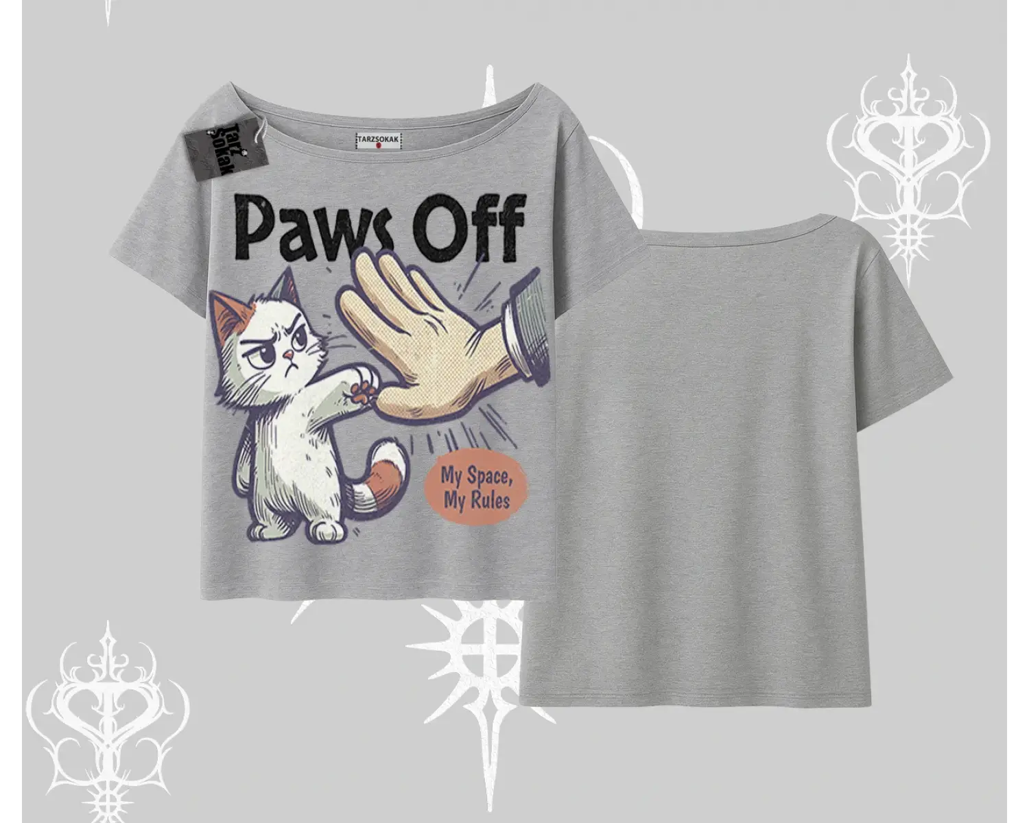 ProCATstinator Kedi Baskılı Oversize Crop Tshirt