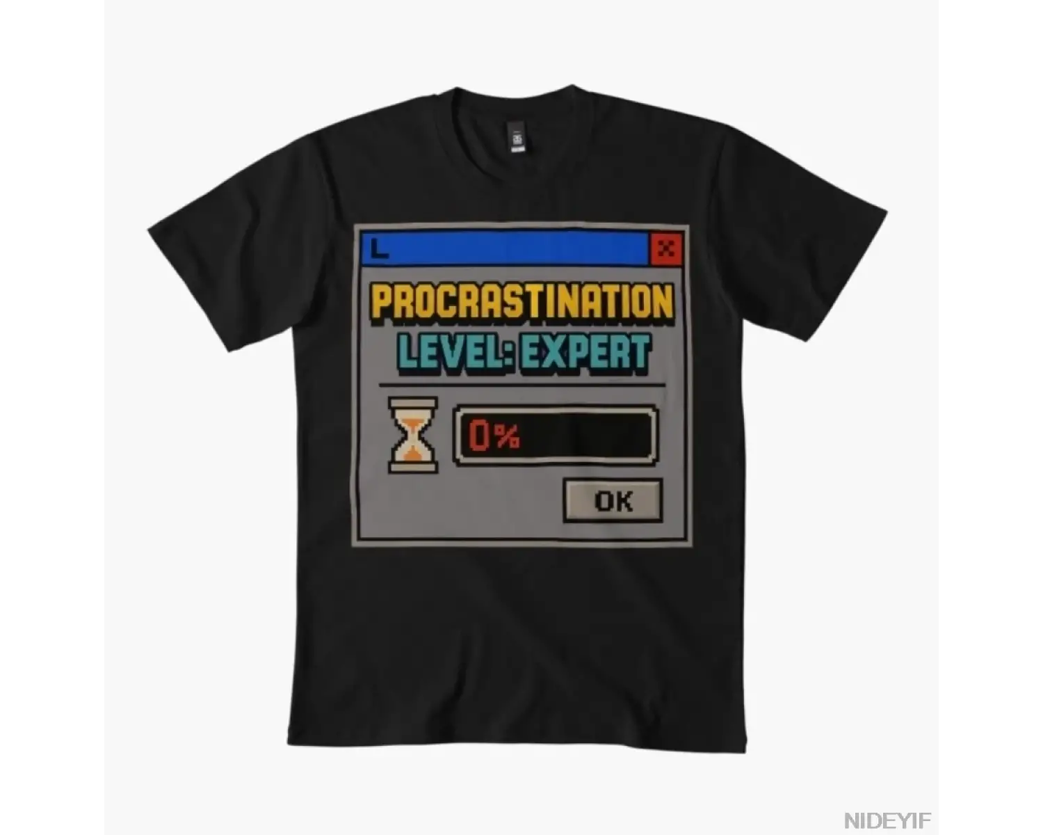 Procrastination Level_ Expert – Retro İnternet Mizahı Erkek Kadın Tişörtü %100 Pamuklu Tişört