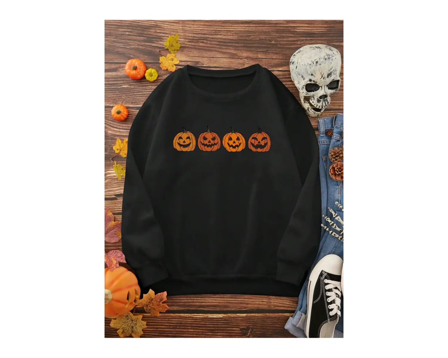 PUNK Pumpkin & Slogan Graphic Siyah