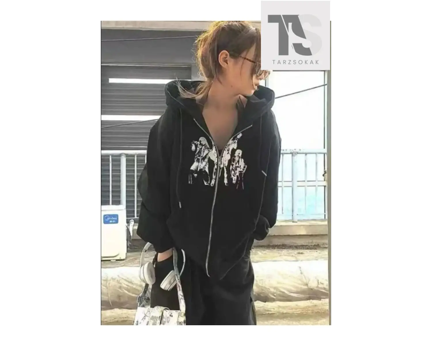 Punk Tasarım Sweatshirt Fermuarlı Hırka