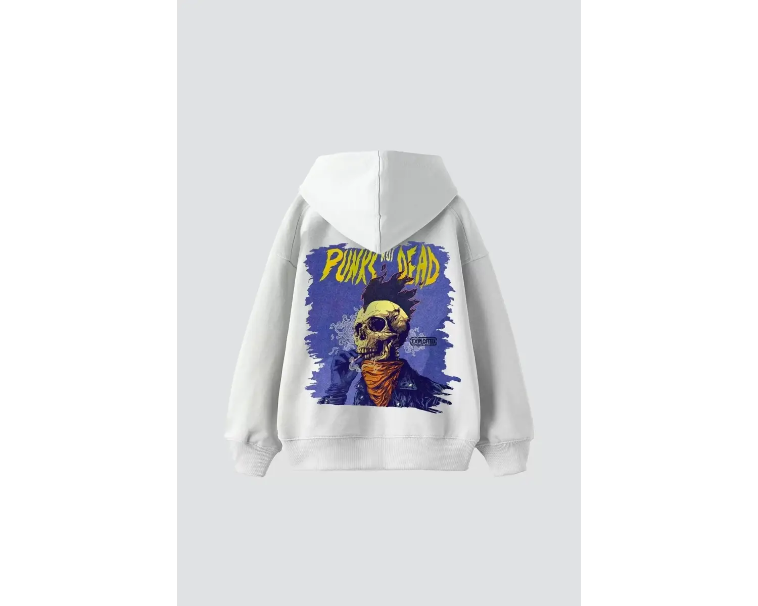 Punks Not Dead Baskılı Oversize Unisex Beyaz