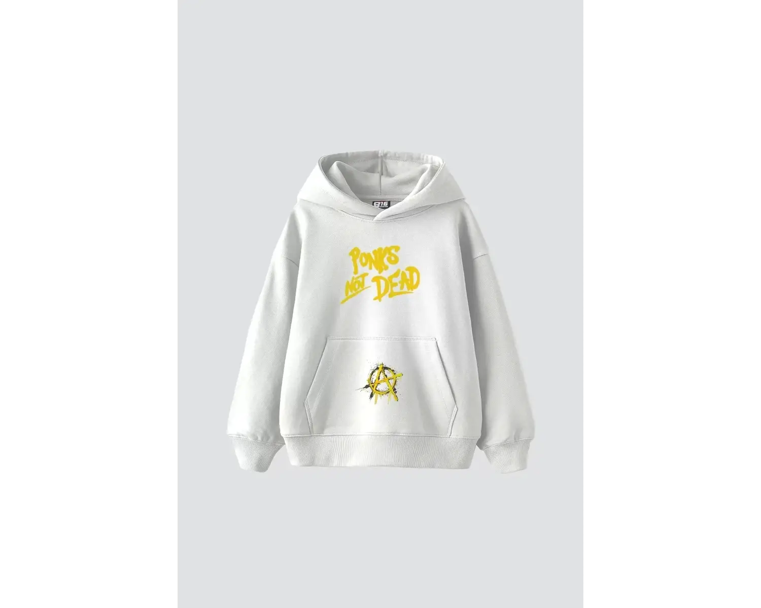 Punks Not Dead Baskılı Oversize Unisex Beyaz