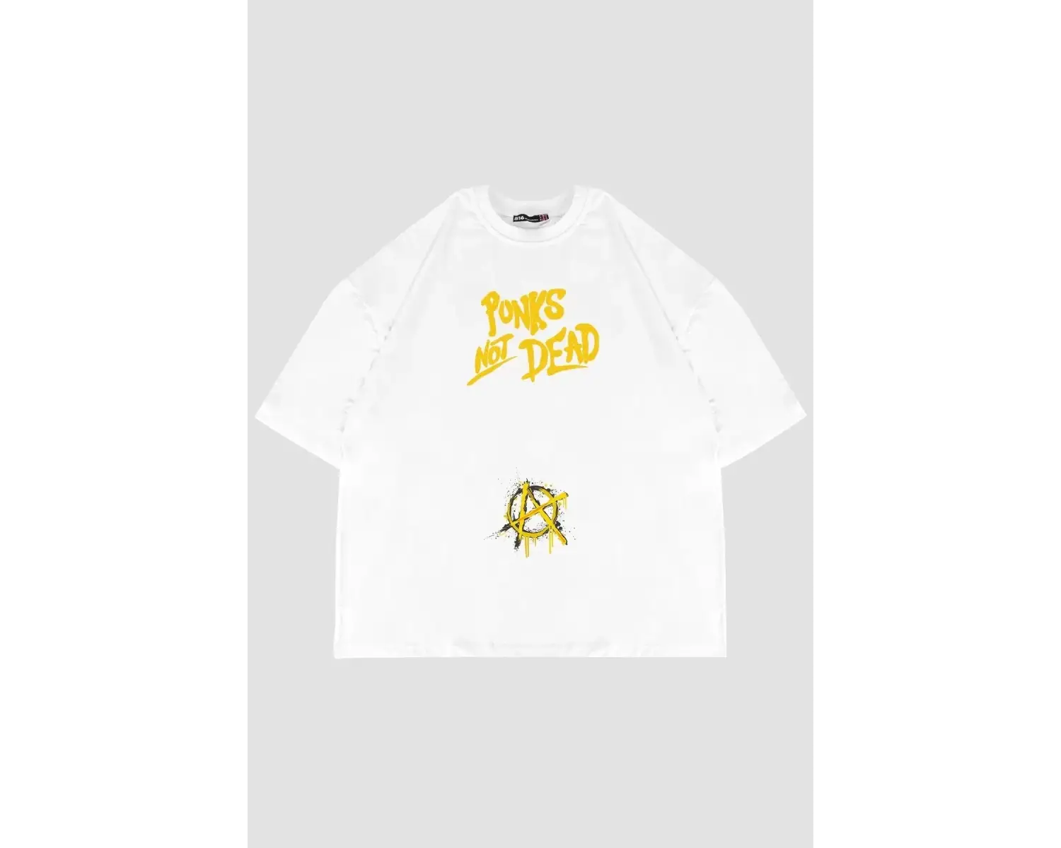 Punks Not Dead Sırt Baskılı Oversize Unisex Beyaz