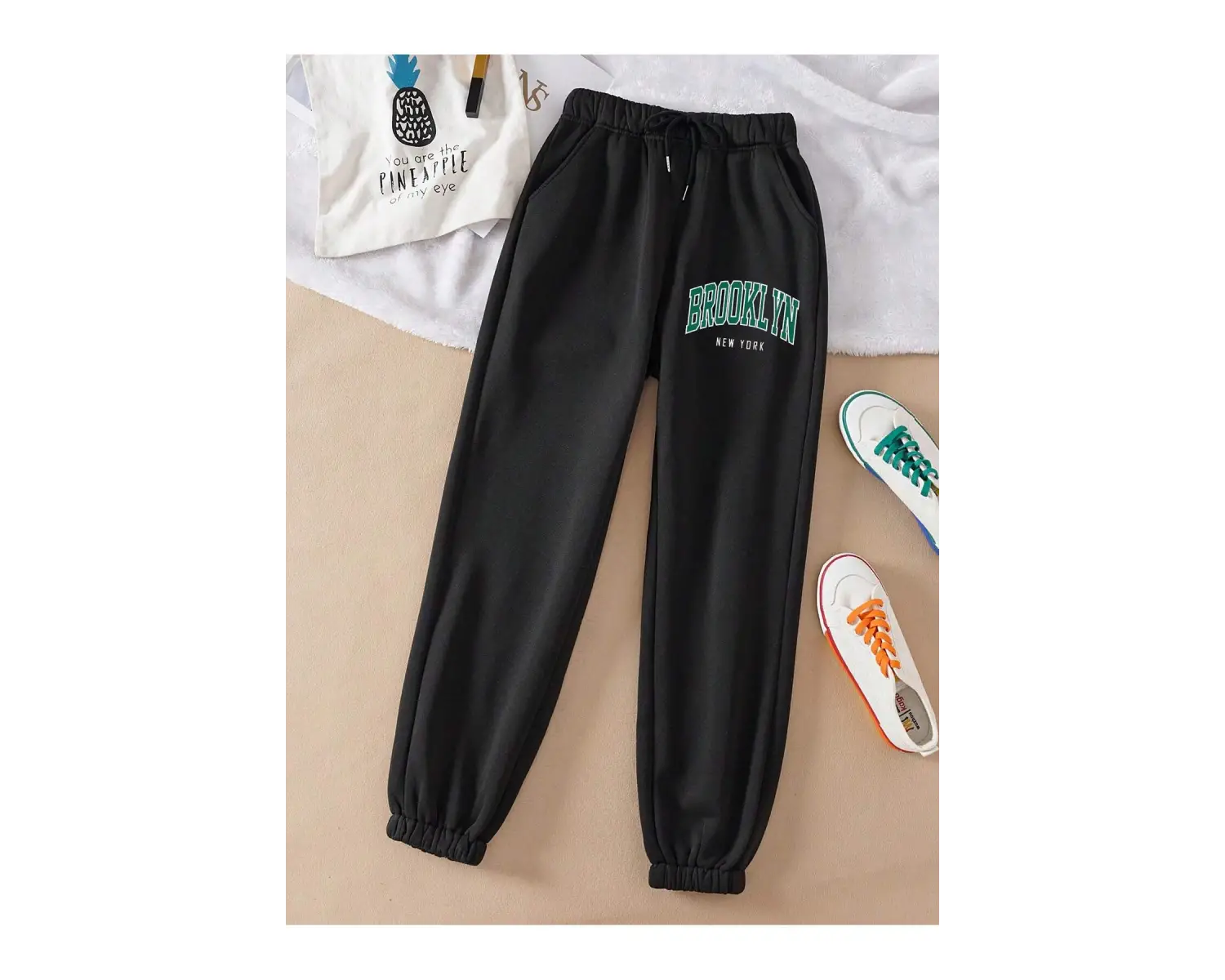 Qutie Harfli Grafik Büzgülü Bel Eşofman Altı