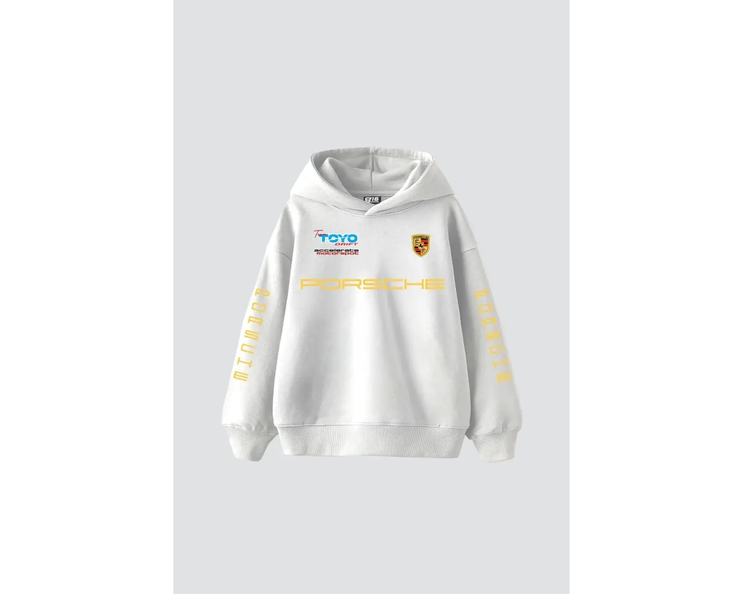 Racing Motorsport Baskılı Oversize Unisex Premium Beyaz