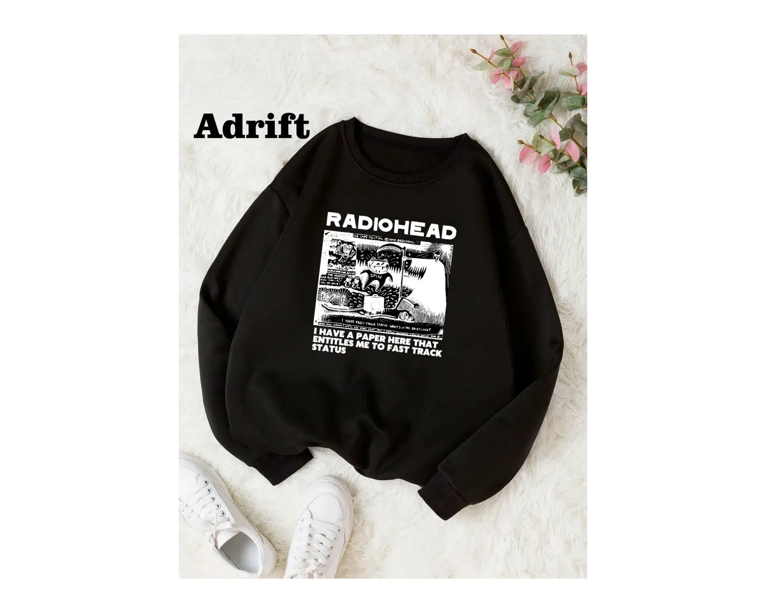 Radiohead Köstebek Sokak Trend Tasarım Harajuku/Gotik Beyaz