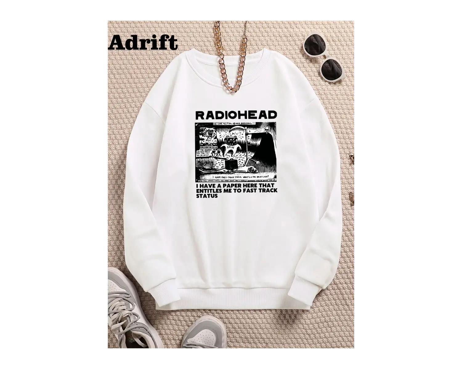 Radiohead Köstebek Sokak Trend Tasarım Harajuku/Gotik Beyaz