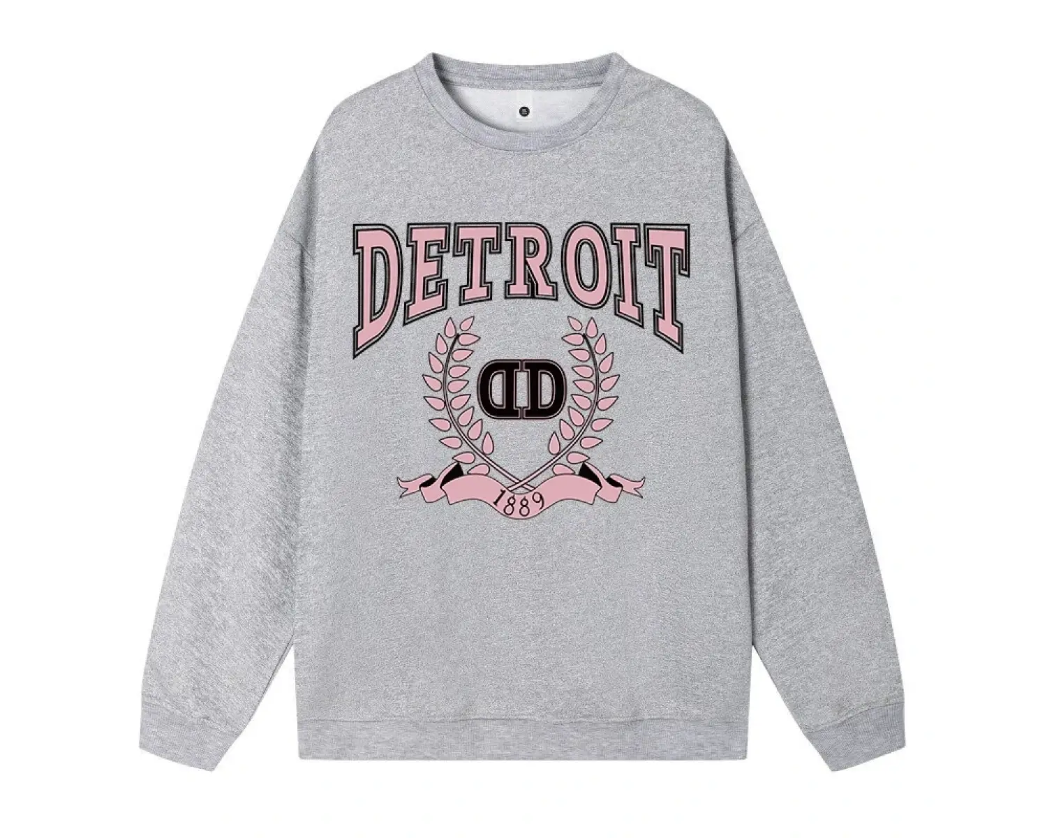 Rahat artı boyutu bayan kazak 1889 Detroit City basit desen baskı Hoody gevşek Crewneck kazak