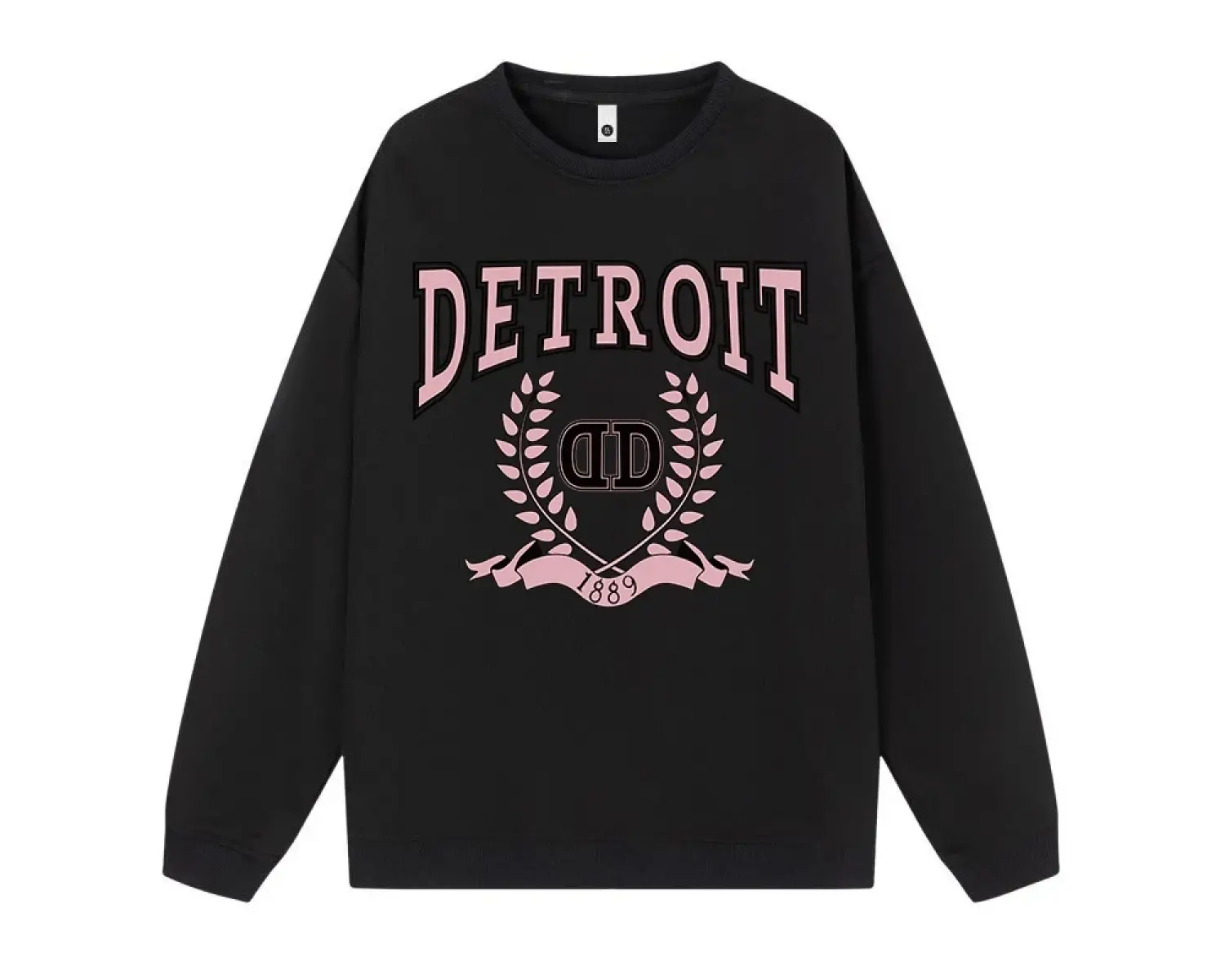 Rahat artı boyutu bayan kazak 1889 Detroit City basit desen baskı Hoody gevşek Crewneck kazak