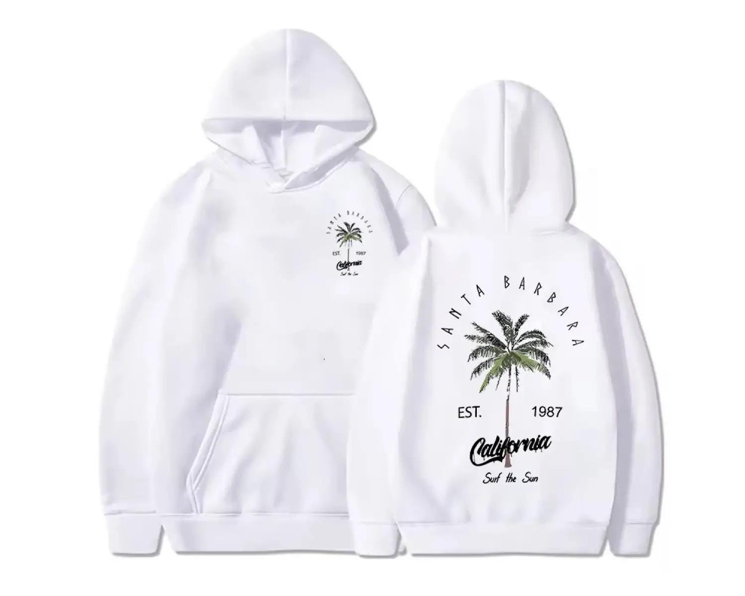 Rahat kadın Hoodies Samta Barbara California baskı kazaklar gevşek cep sıcak polar tişörtü so
