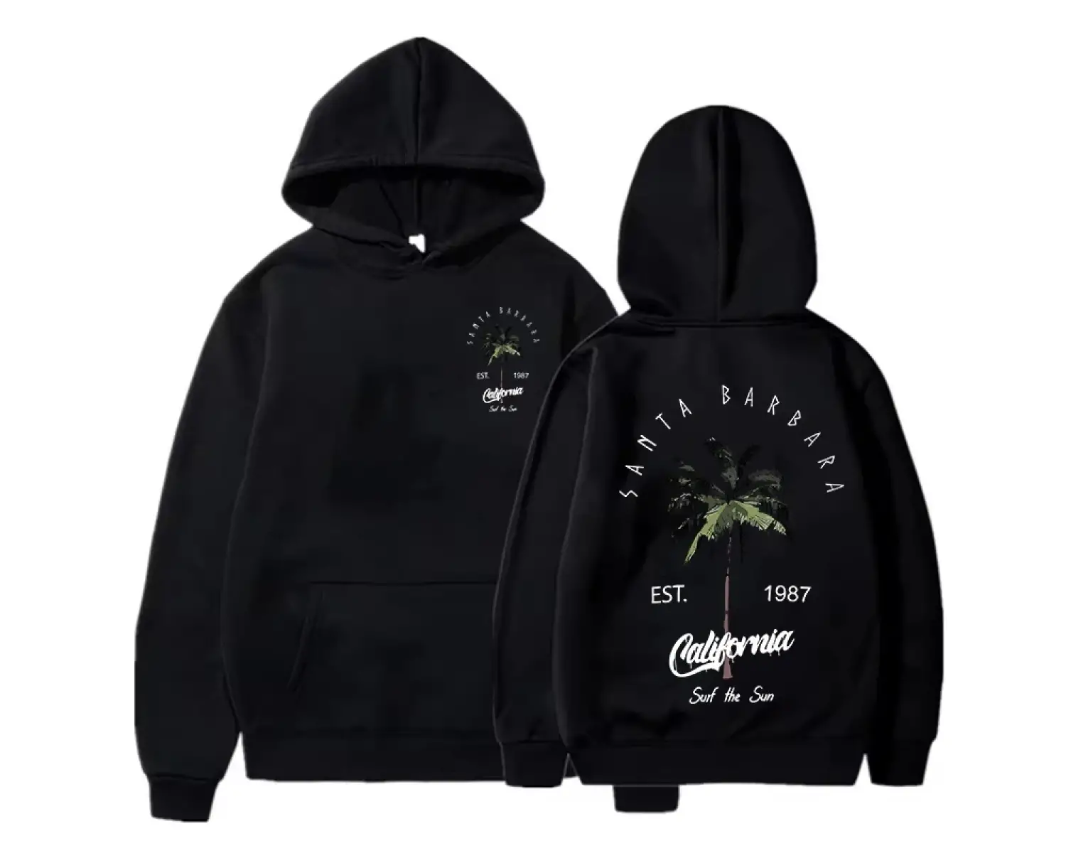 Rahat kadın Hoodies Samta Barbara California baskı kazaklar gevşek cep sıcak polar tişörtü so
