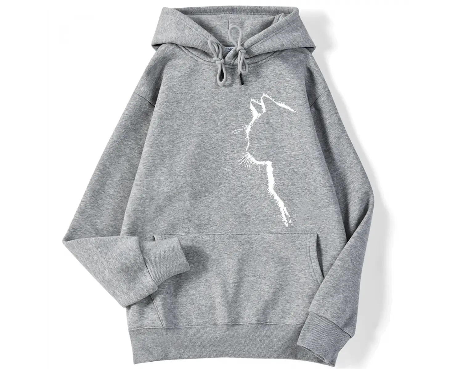 Rahat kadın Kazak Basit Vuruş Kedi baskılı kapüşonlu svetşört Damla Kollu Gevşek Streç Sıcak