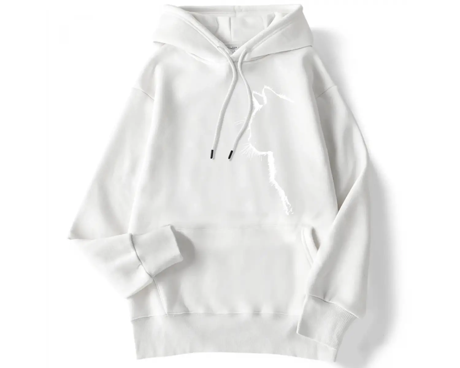 Rahat kadın Kazak Basit Vuruş Kedi baskılı kapüşonlu svetşört Damla Kollu Gevşek Streç Sıcak