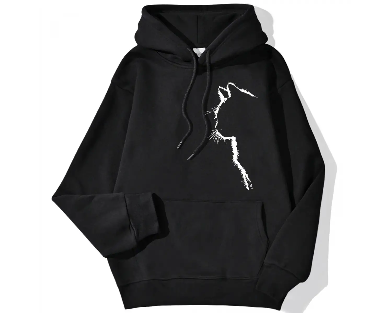 Rahat kadın Kazak Basit Vuruş Kedi baskılı kapüşonlu svetşört Damla Kollu Gevşek Streç Sıcak