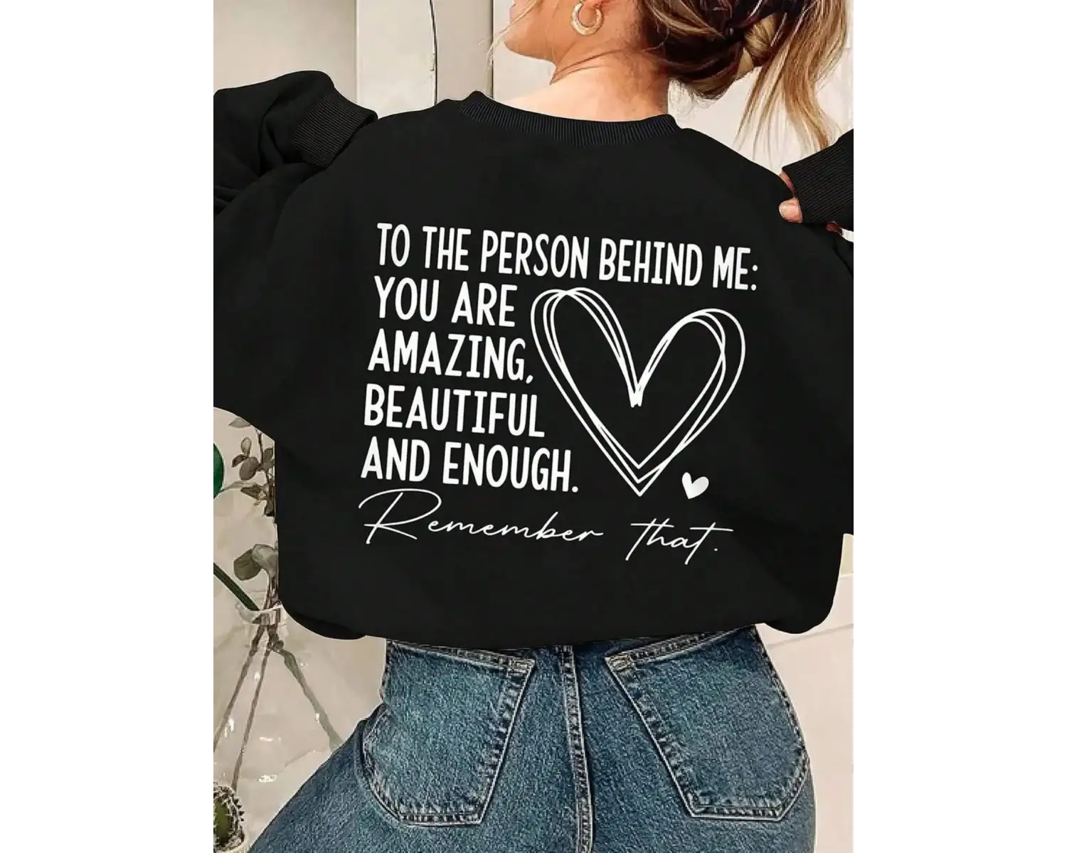 Rahat Kadın Kazak Sen İnanılmaz Güzel Ve Yeterince Mektup Baskı Kazak Sıcak Yumuşak Hoody Gev