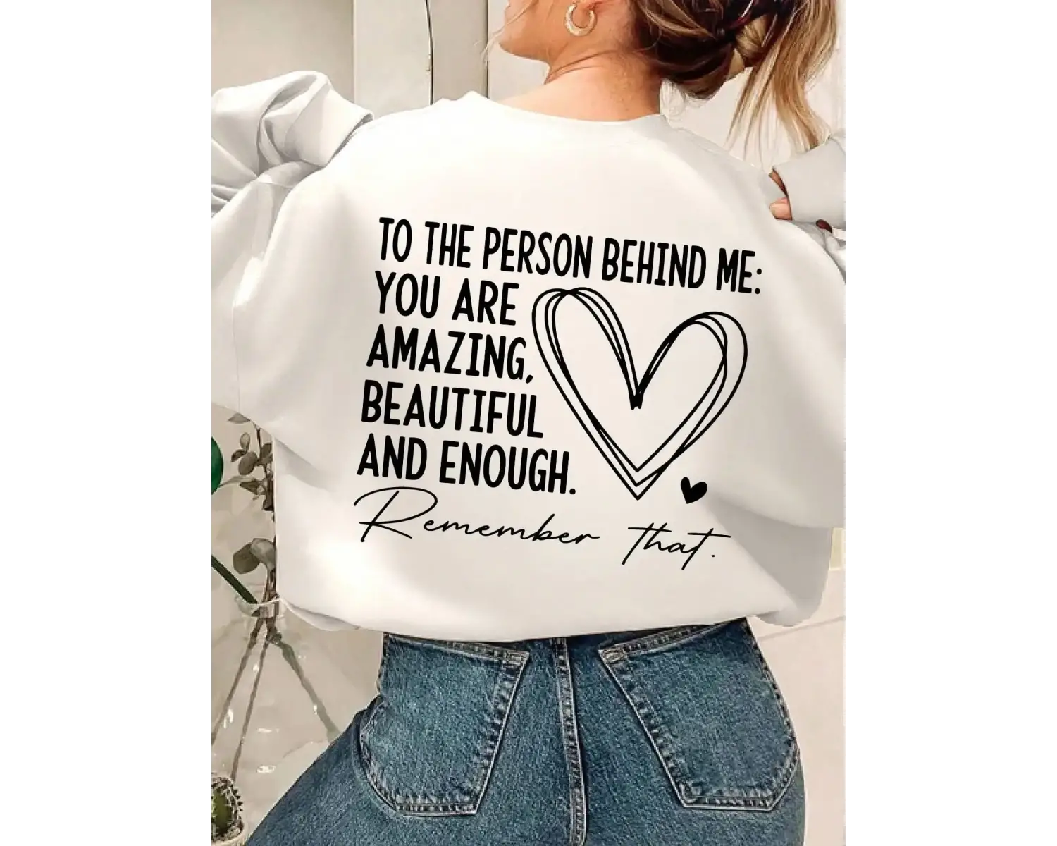 Rahat Kadın Kazak Sen İnanılmaz Güzel Ve Yeterince Mektup Baskı Kazak Sıcak Yumuşak Hoody Gev