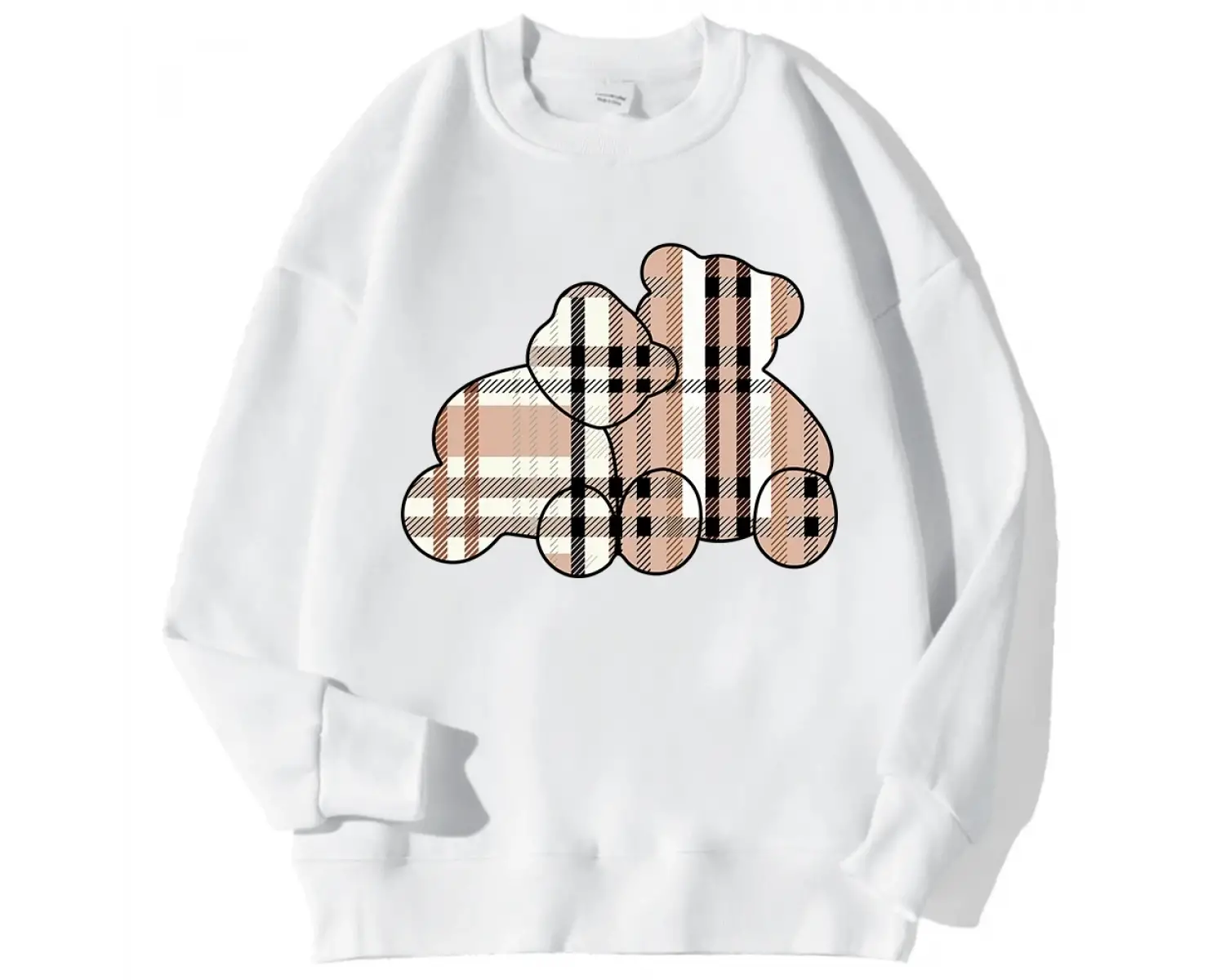 Rahat Kadın Tişörtü Teddy Bear Baskı Kapüşonlular Rahat Polar Yumuşak Kazak Moda Crewneck Gev