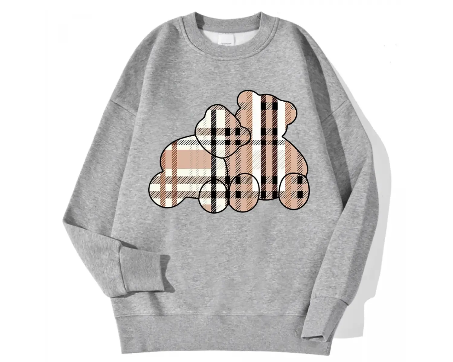 Rahat Kadın Tişörtü Teddy Bear Baskı Kapüşonlular Rahat Polar Yumuşak Kazak Moda Crewneck Gev