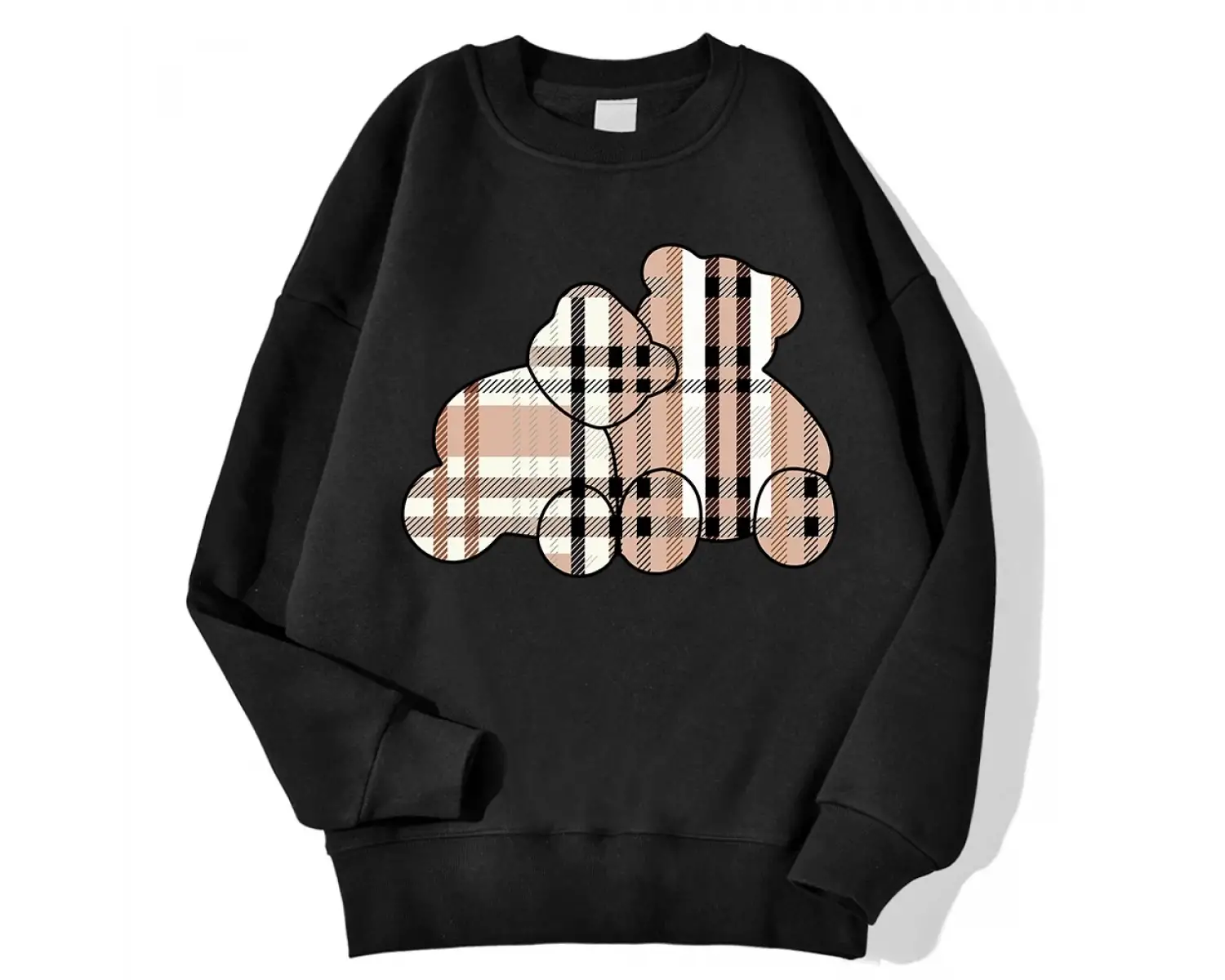 Rahat Kadın Tişörtü Teddy Bear Baskı Kapüşonlular Rahat Polar Yumuşak Kazak Moda Crewneck Gev