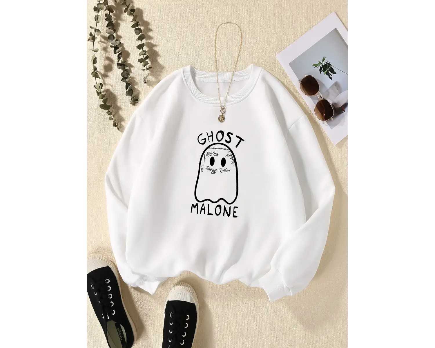 Rahat Sokak Kadın Kazak Kawaii Hayalet Malone Baskı Kazak Sıcak Rahat Hoody Gevşek Bisiklet Y