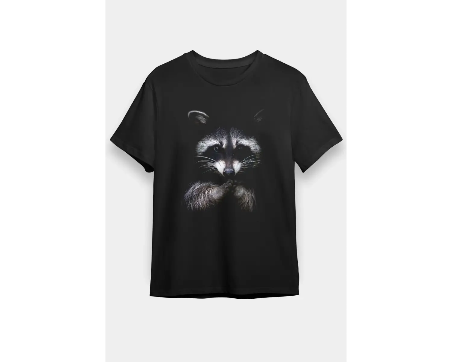 Rakun Baskılı Unisex Beyaz Tişört