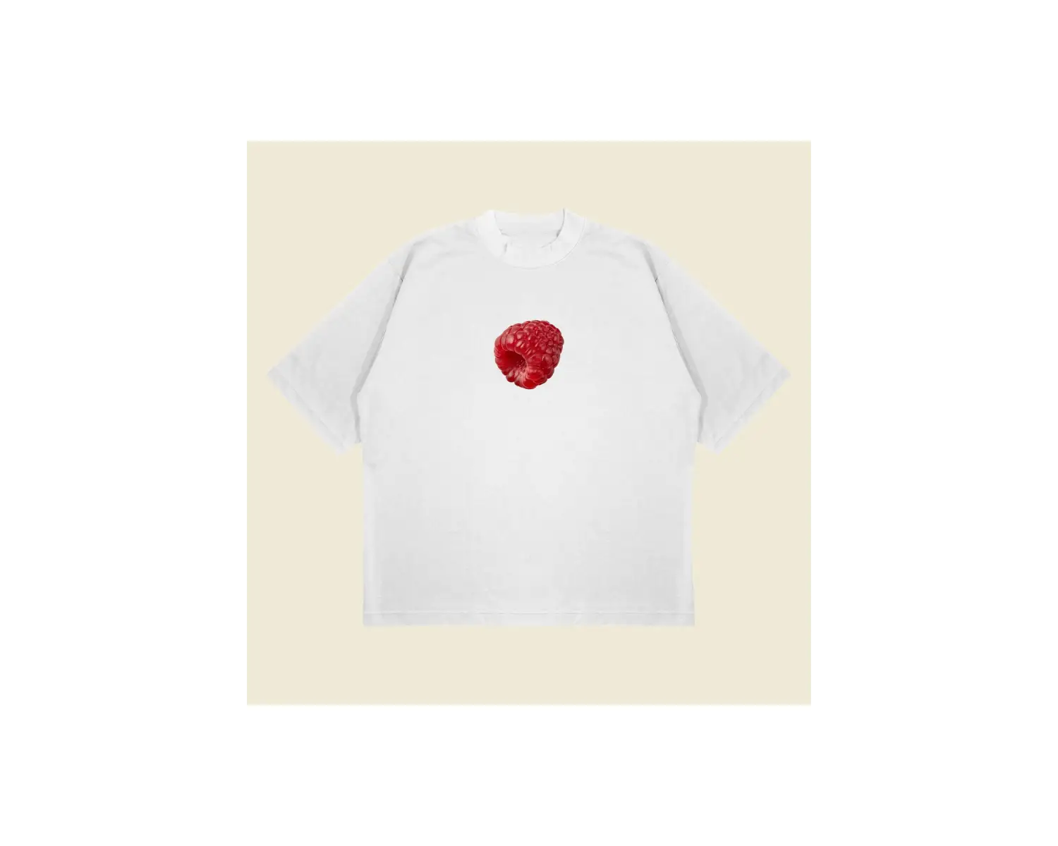 Raspberry Baskılı Oversize Unisex Pamuklu Nefes Alan Kalın Kumaşlı