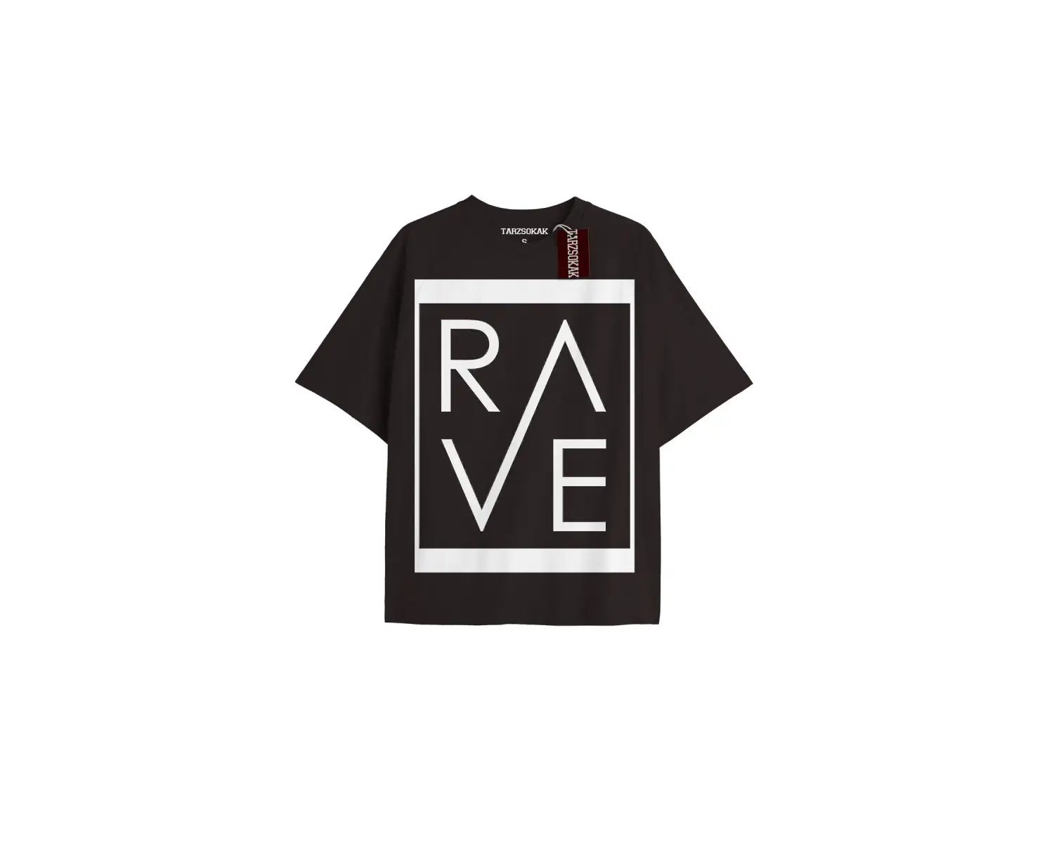 RAVE Unisex Oversize Yazılı Tshirt SİYAH