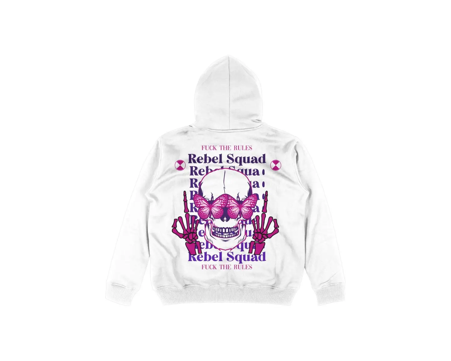 Rebel Squad Beyaz Oversize Unisex Kapüşonlu Sweatshirt Hoodie