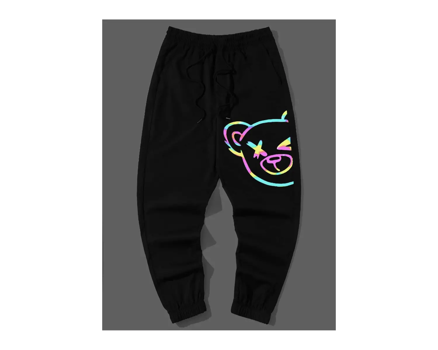 Reflective Cartoon Graphic Drawstring Waist Pants