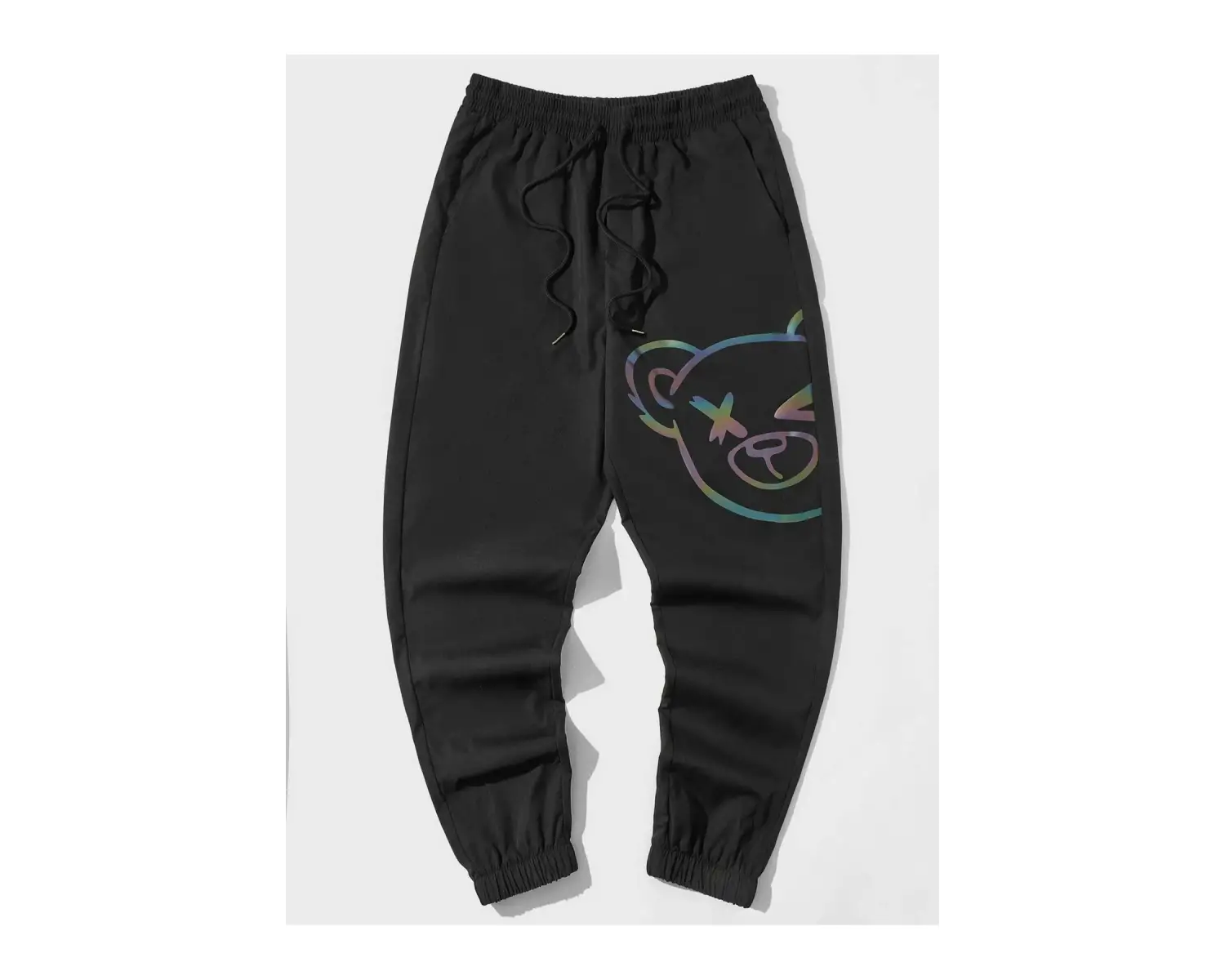 Reflective Cartoon Graphic Drawstring Waist Pants