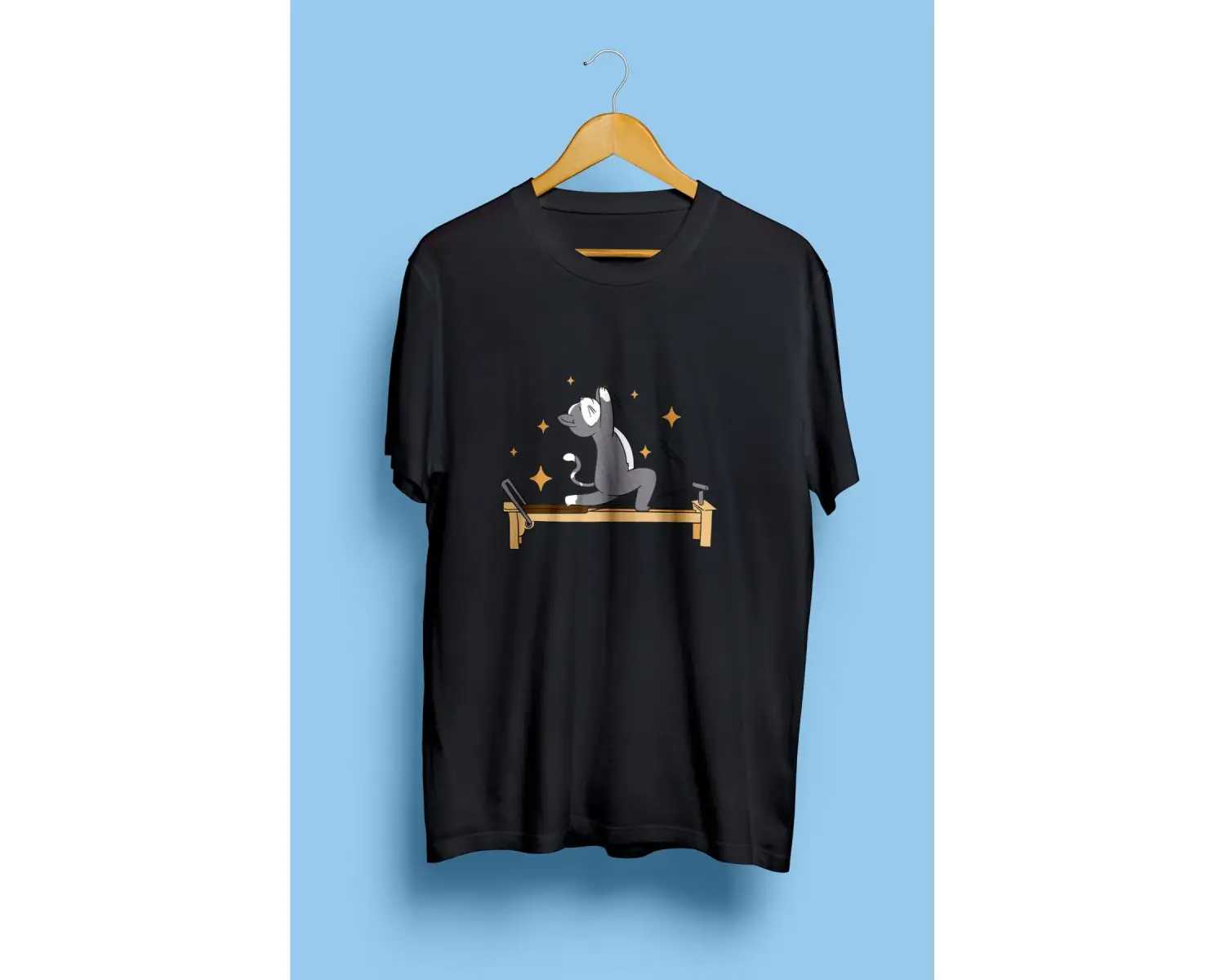 Reformer Pilates Spor Sporcu Çalışkan Kedi Tasarım Baskılı Unisex Tişört