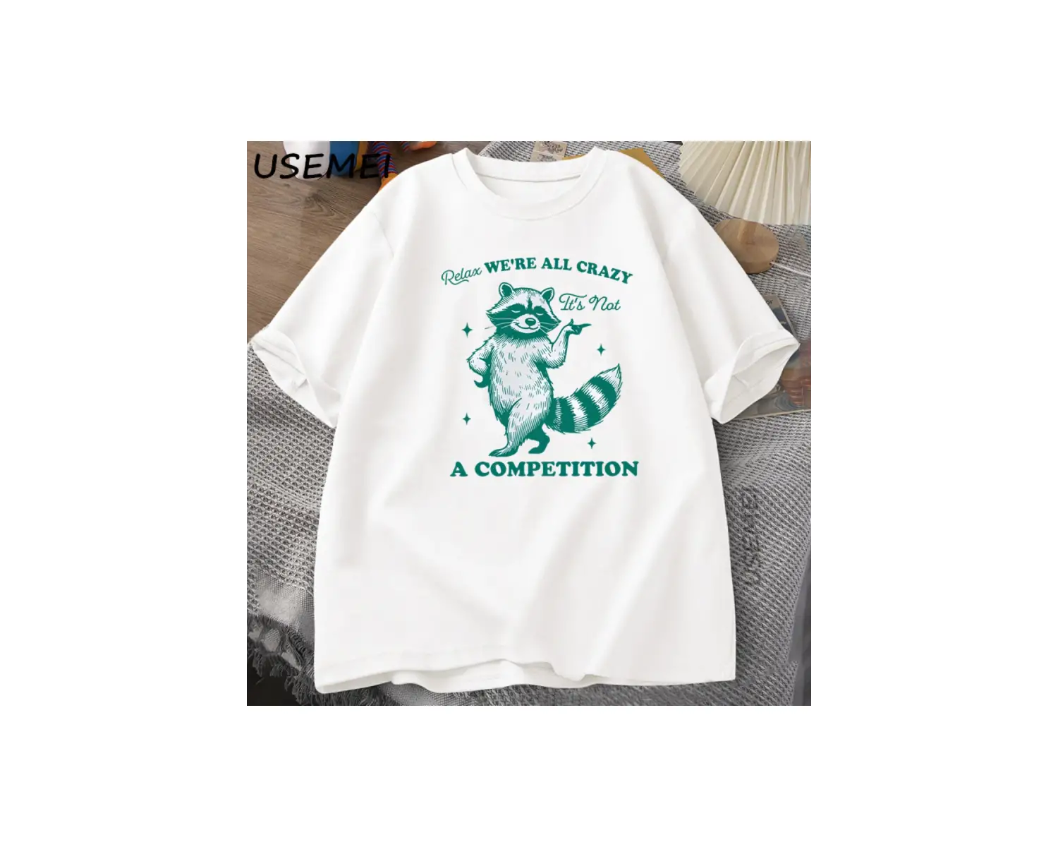 Relax Rakun T Shirt Hepimiz Çılgın Komik Rakun Söyleyerek Grafik T Shirt Pamuk Erkek Kadın Te 2983