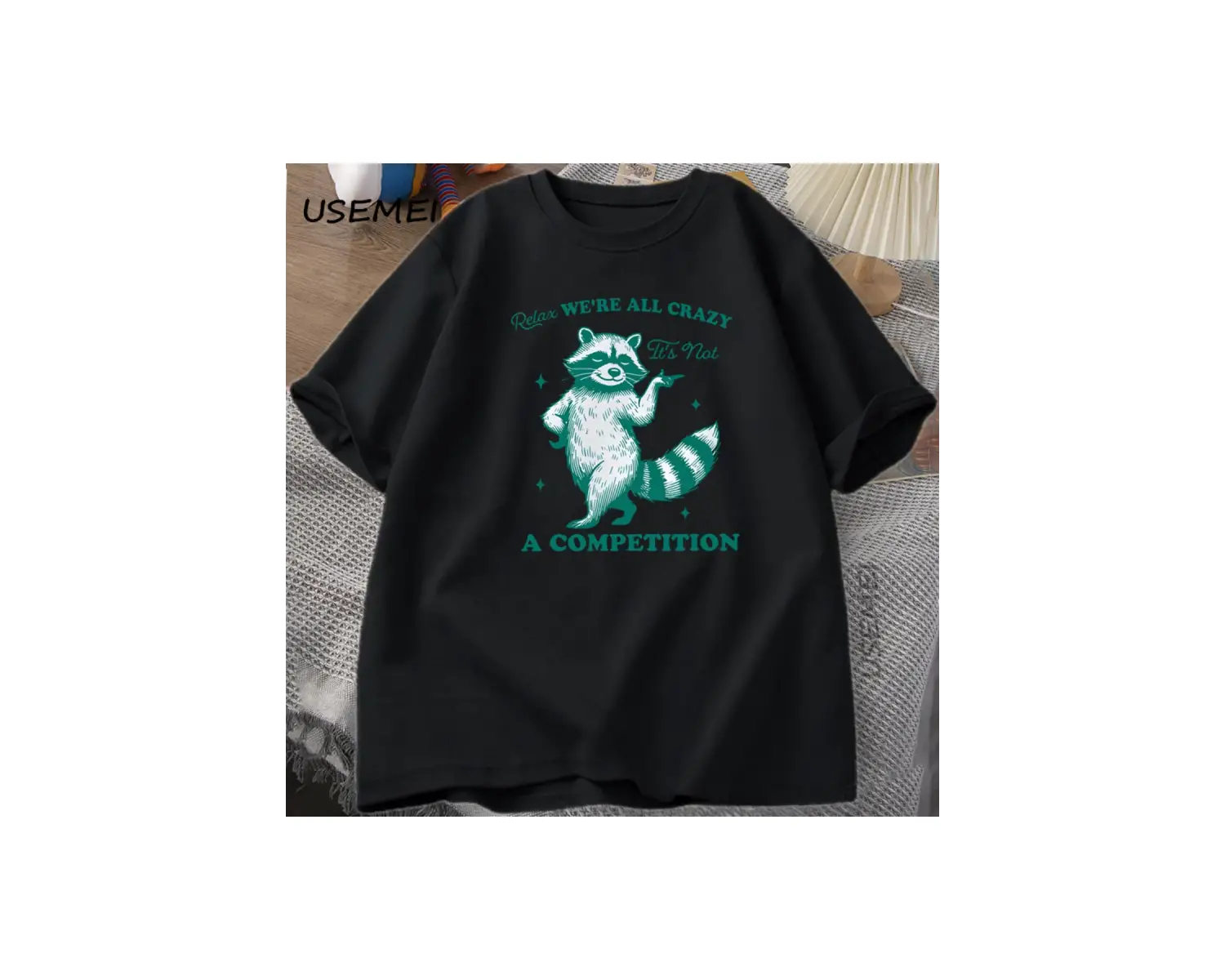 Relax Rakun T Shirt Hepimiz Çılgın Komik Rakun Söyleyerek Grafik T Shirt Pamuk Erkek Kadın Te 2983