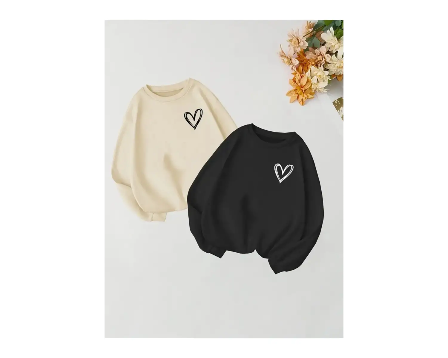 Renkli Biskilet Yaka Sweatshirt Çift Sevgili Kombinleri Couple Clothing