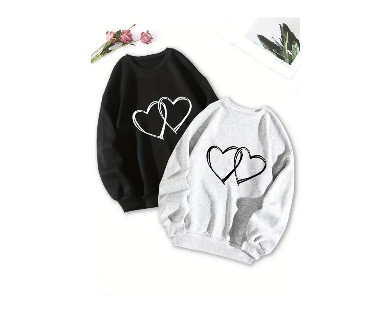 Renkli Biskilet Yaka Sweatshirt Çift Sevgili Kombinleri Couple Clothing