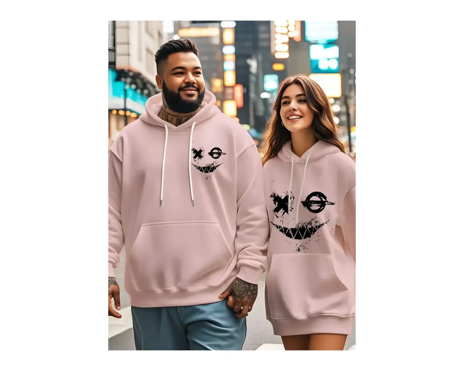 Renkli Kapşonlu Sweatshirt Çift Sevgili Kombinleri Couple Clothing