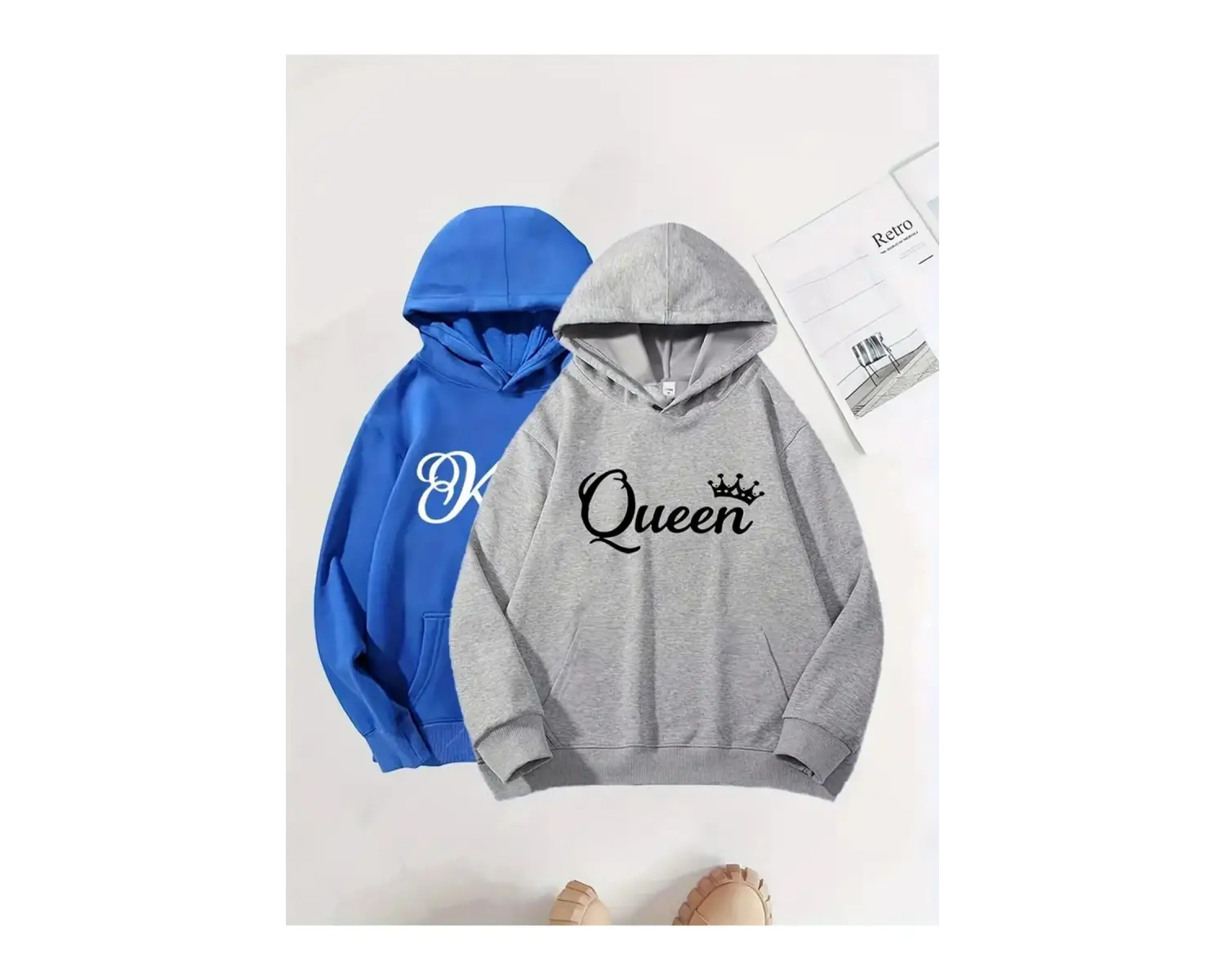 Renkli Kapşonlu Sweatshirt Çift Sevgili Kombinleri Couple Clothing